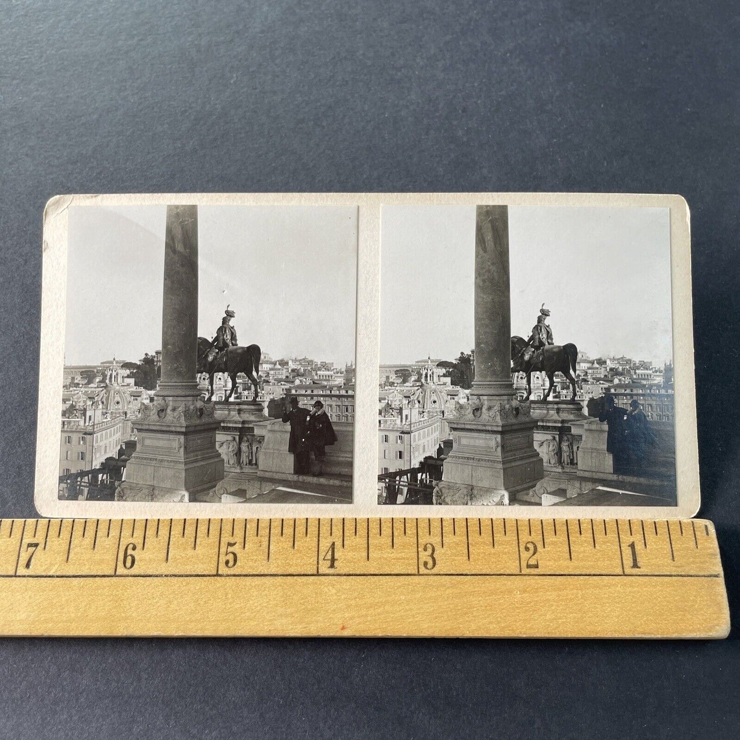 Antique 1925 Vittoriano Horse Monument Rome OOAK Stereoview Photo Card P3256