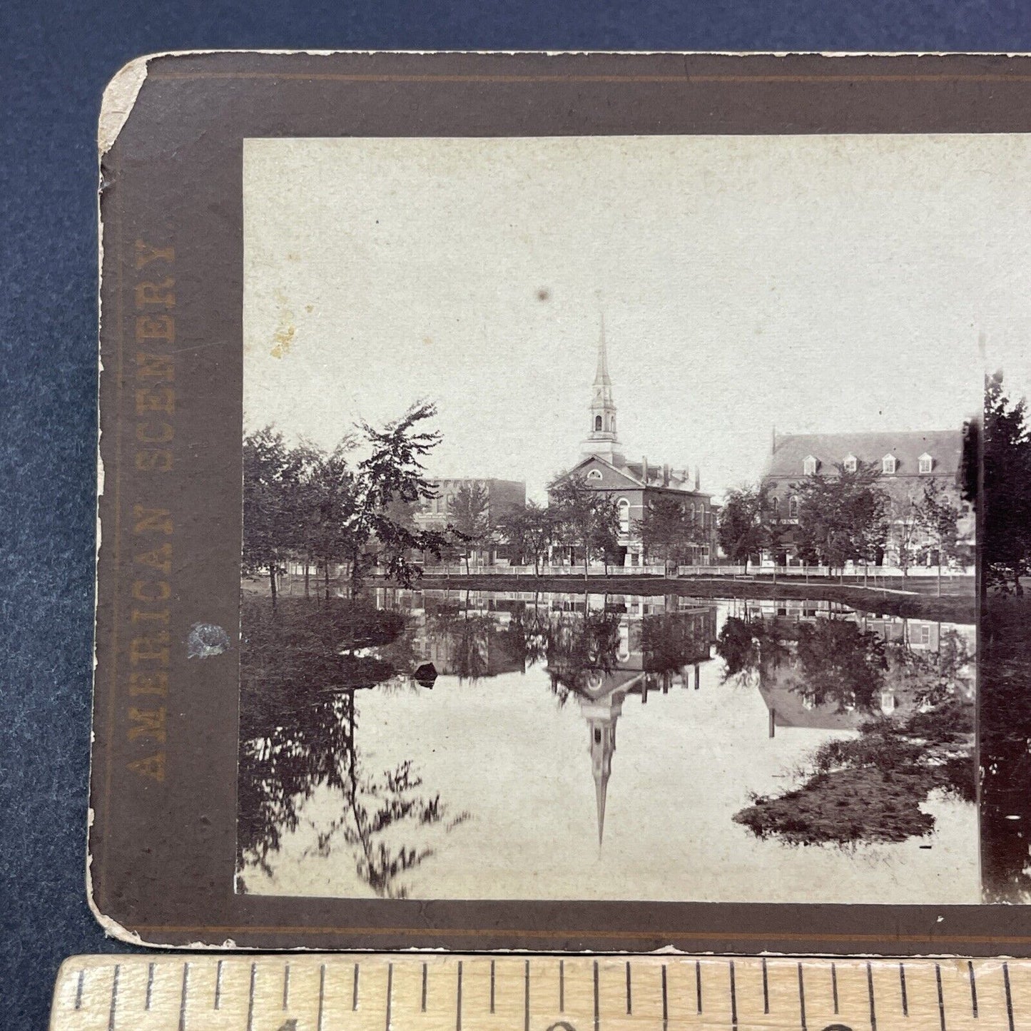 Antique 1870s Warren New Hampshire Downtown Stereoview Photo Card V1922