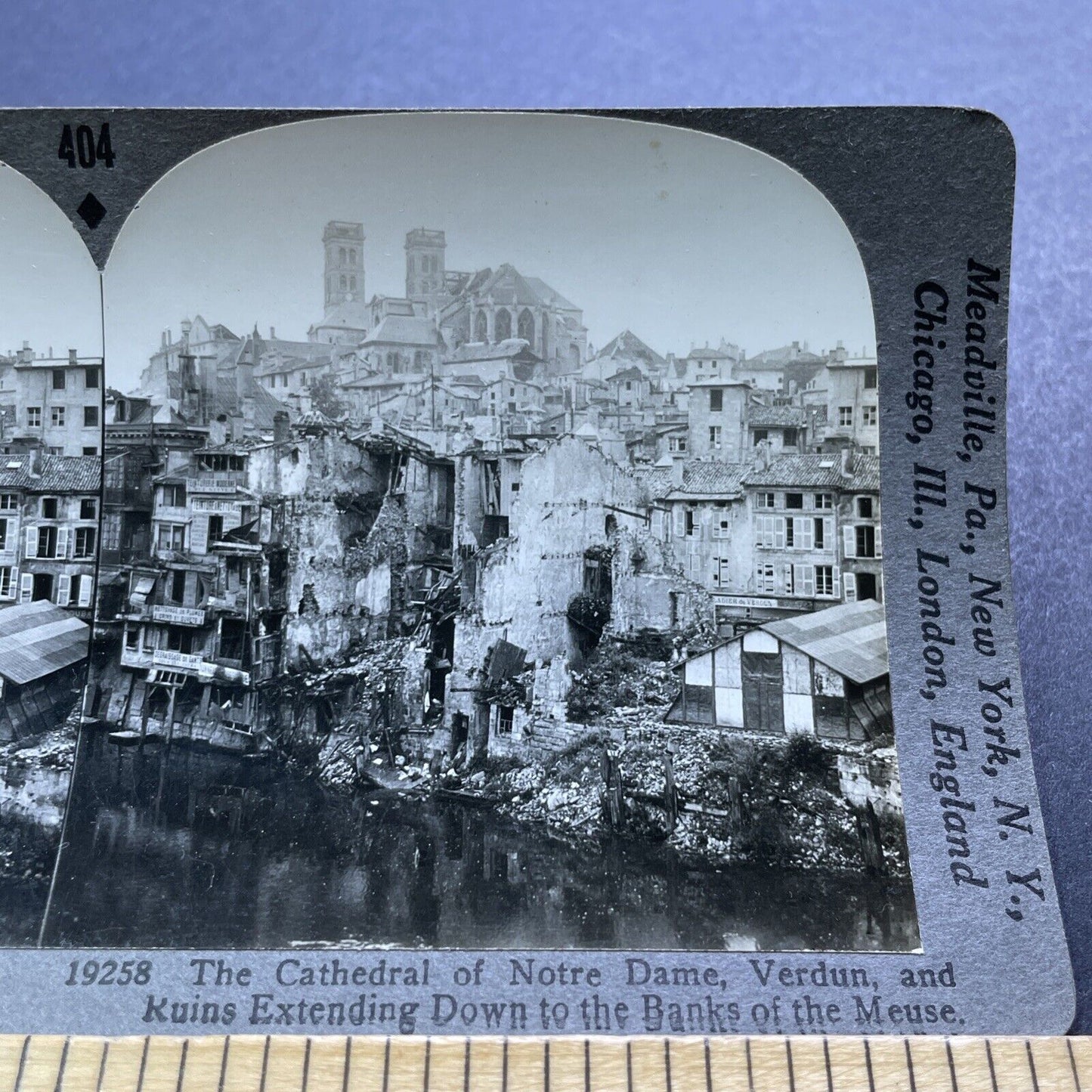 Antique 1920s Bombed Out Buildings Verdun France Stereoview Photo Card V2941