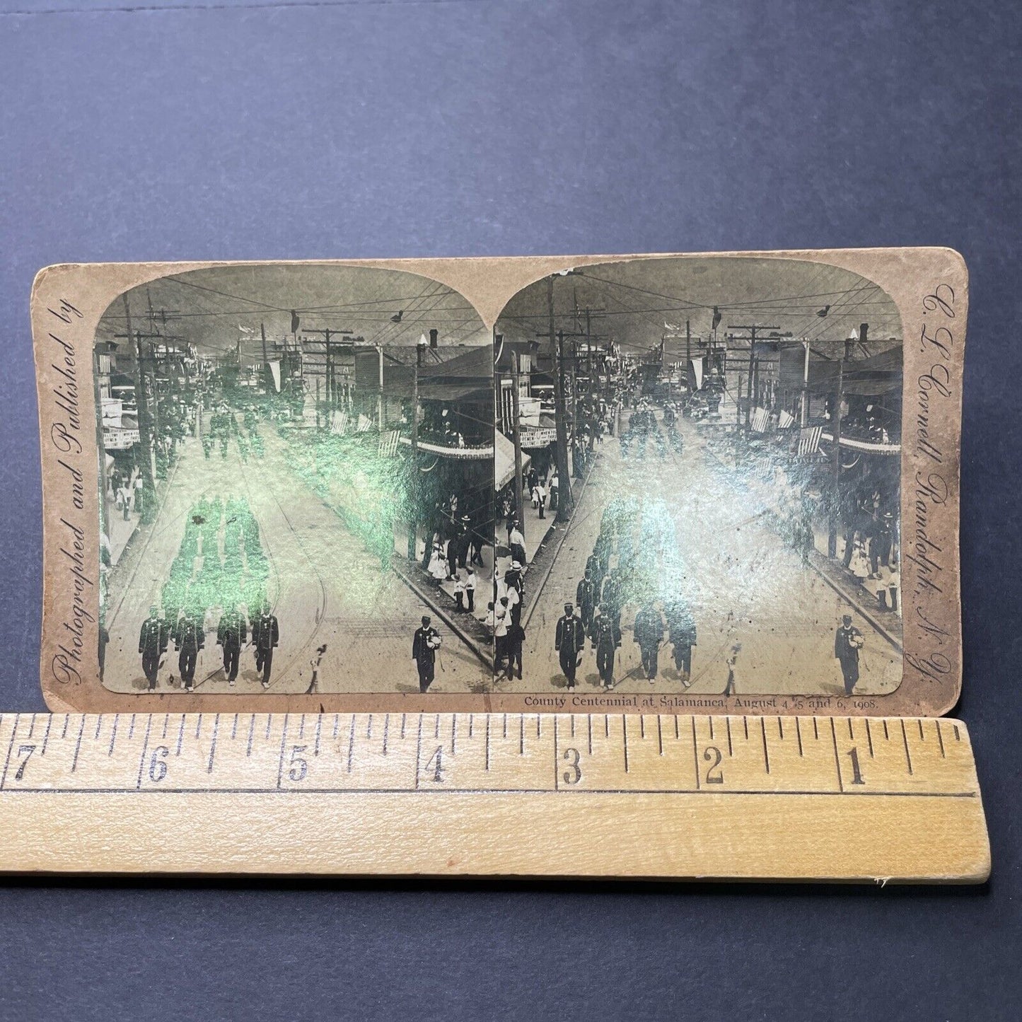 Antique 1908 Salamanca New York Militia Parade Stereoview Photo Card P2304