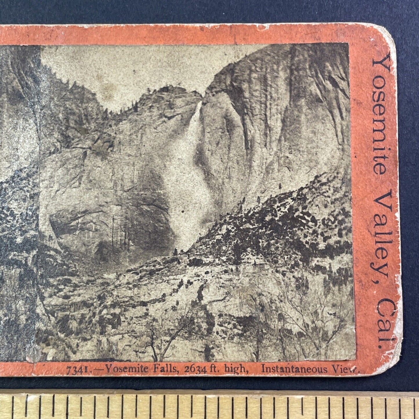 Yosemite Falls Photo att. Carleton Watkins Stereoview E&HT Anthony c1870s Y031