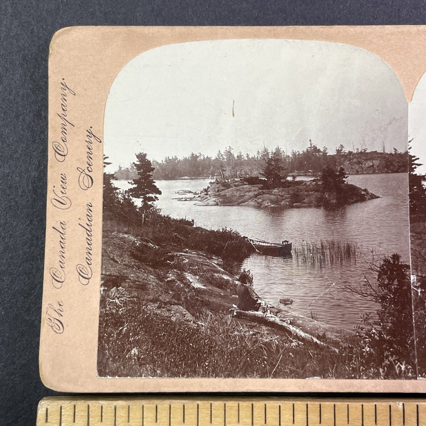 Sans Souci Island Parry Sound Ontario Stereoview  Garden Channel c1899 Y486