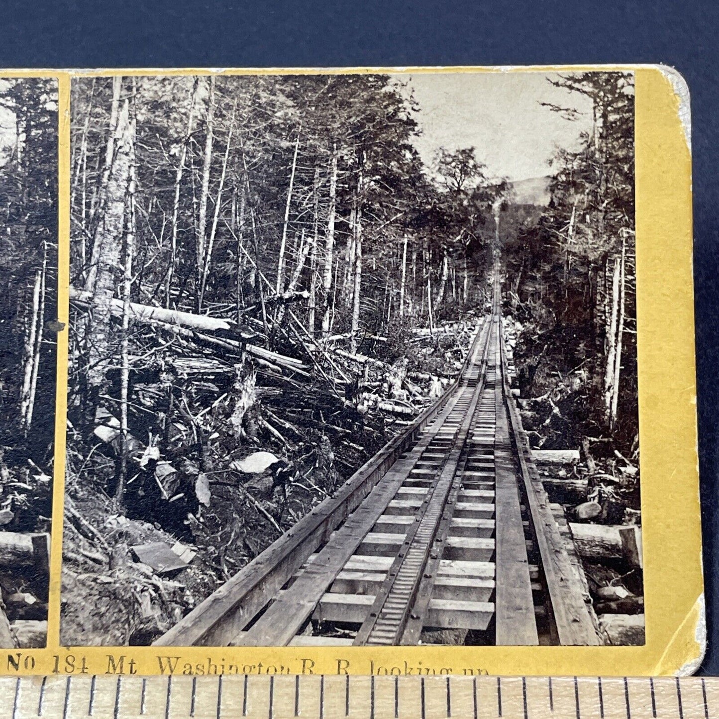 Antique 1870s Mount Washington Railroad Train Tracks Stereoview Photo Card V1891