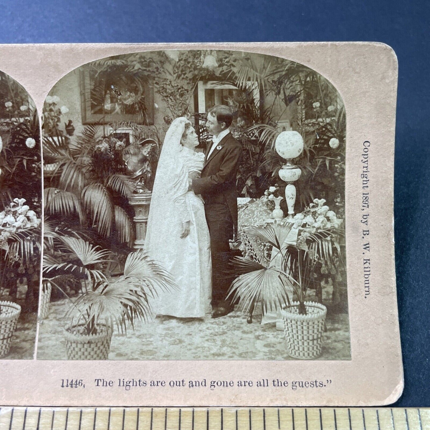 Antique 1897 Bride And Groom Prepare To Consummate Stereoview Photo Card P2871