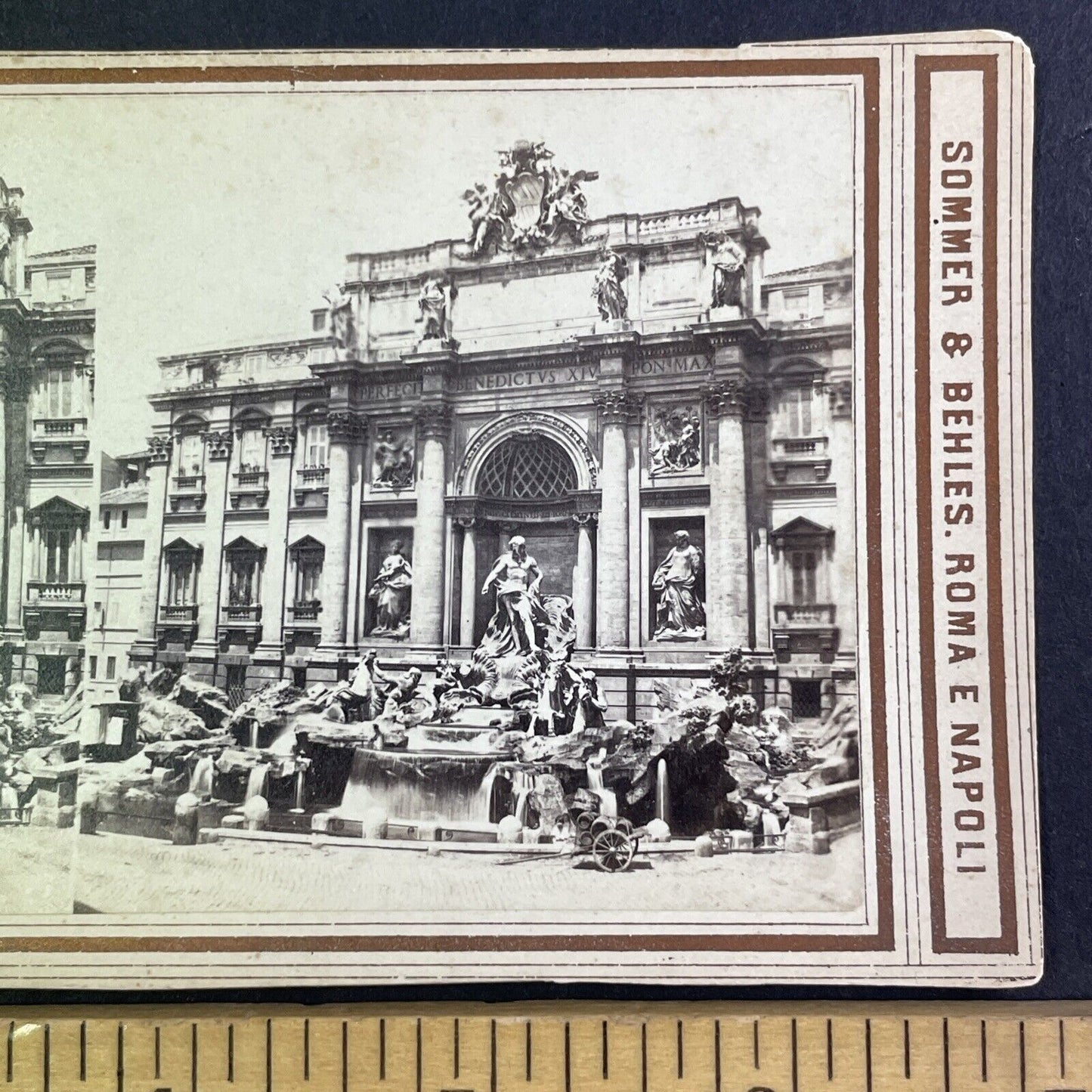 Trevi Fountain Rome Italy Stereoview Sommer & Behles Antique c1865 Y1420