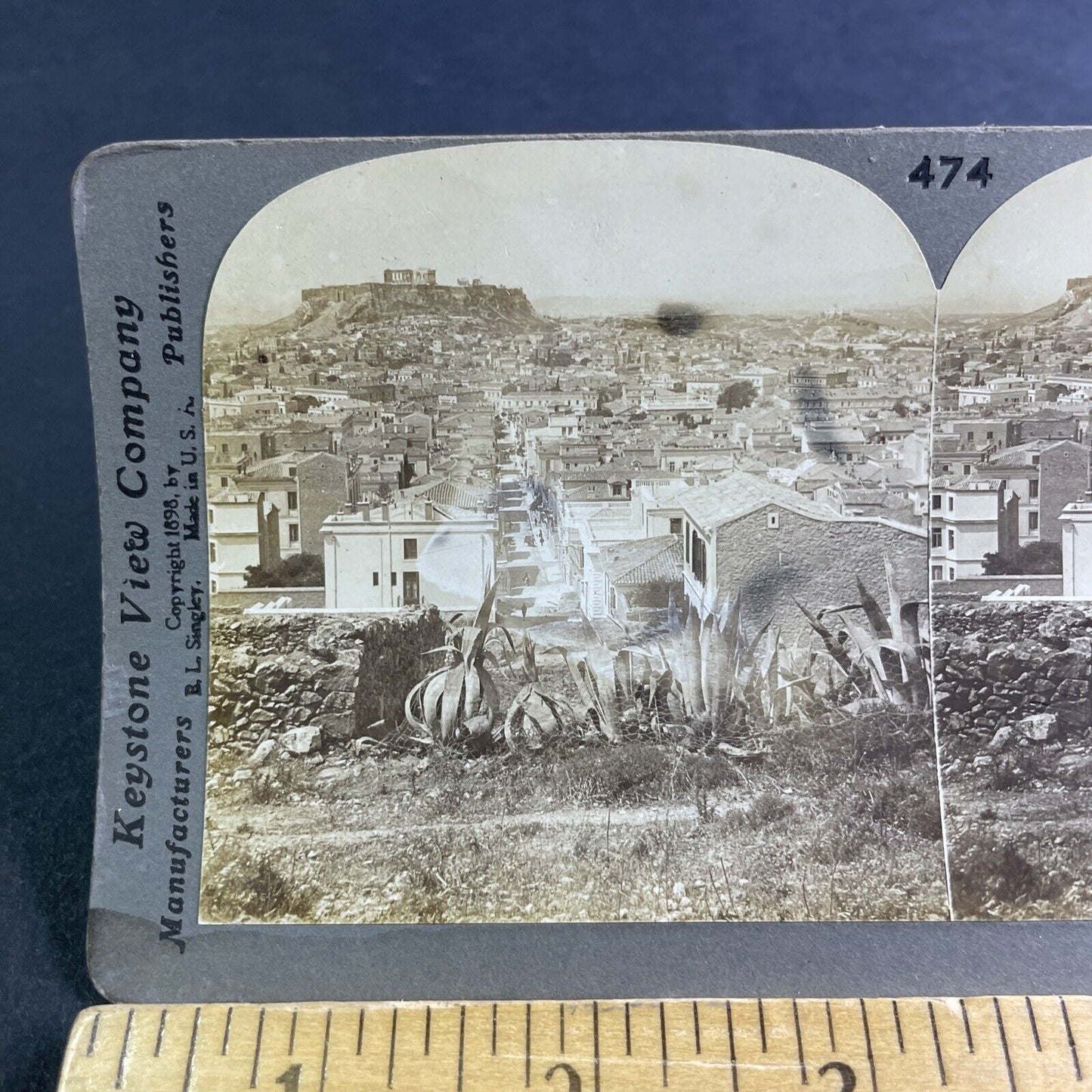 Antique 1898 Athens Greece City View Stereoview Photo Card P2208