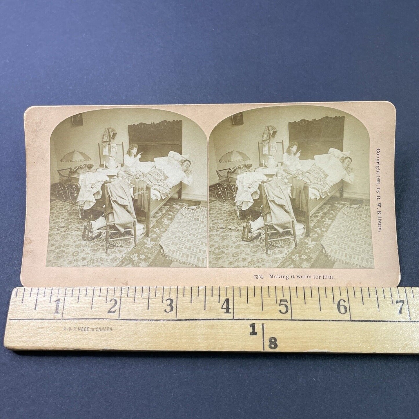 Antique 1892 Wife Mad At Husband Arriving Drunk Stereoview Photo Card P2936