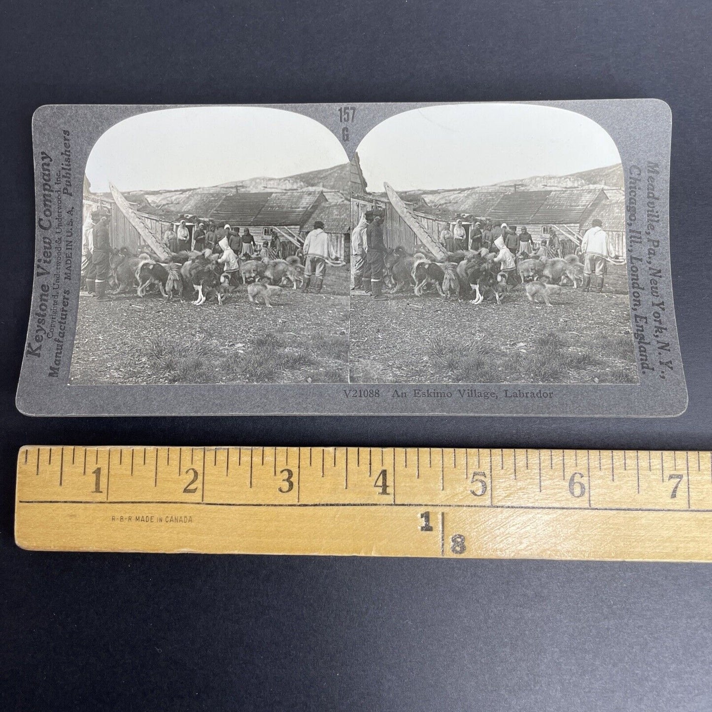 Antique 1905 Inuit Village In Hopedale Labrador Stereoview Photo Card P887