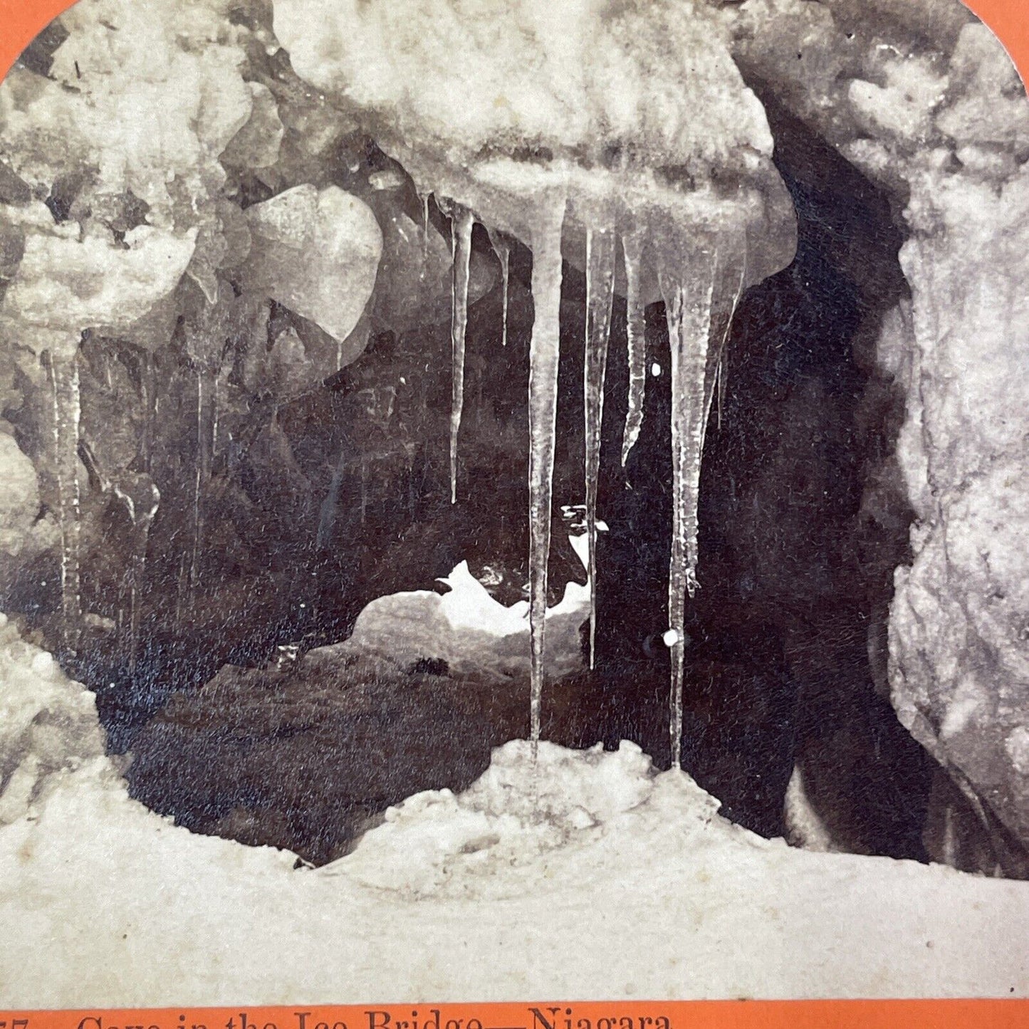 Ice Cave in Niagara Falls Stereoview George Barker Antique c1870s Y2456