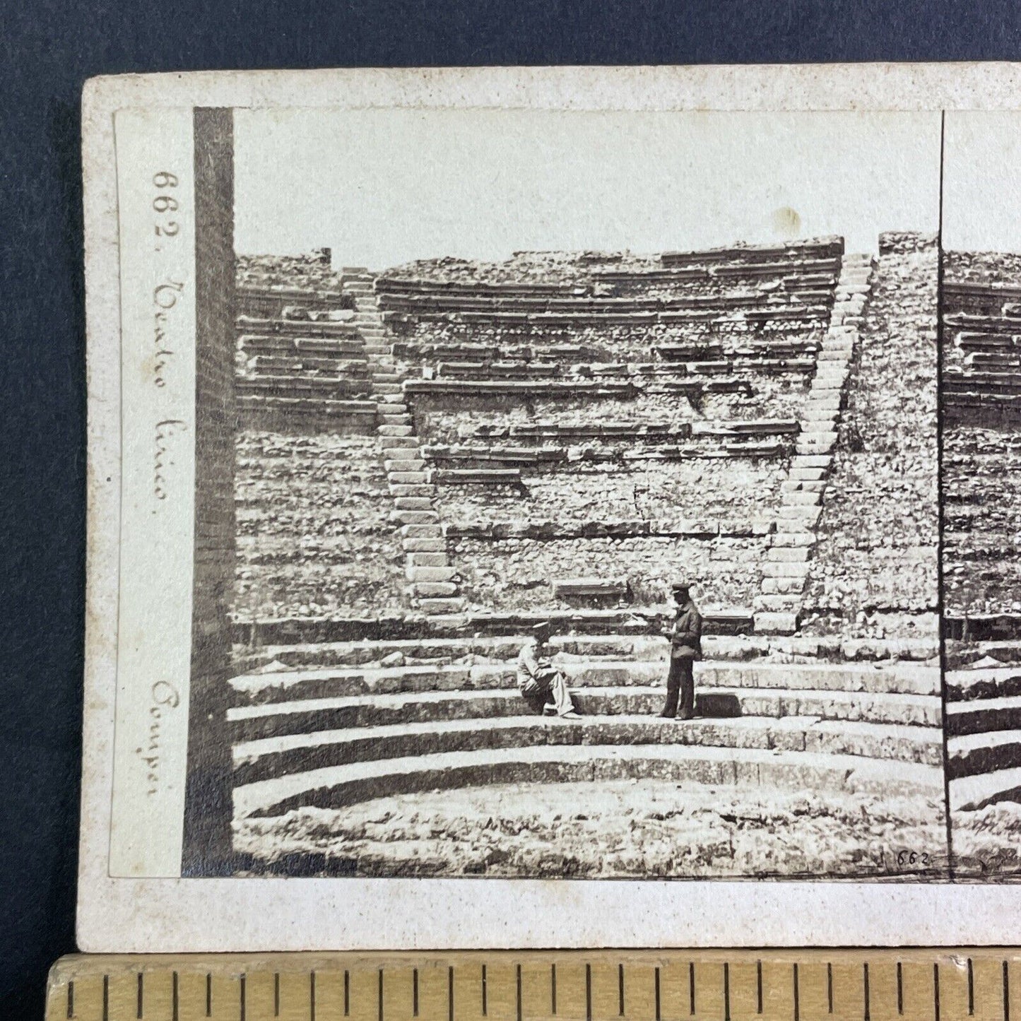 Amphitheatre of Pompeii Ruins Stereoview Michele Amodio Antique c1863 X3781