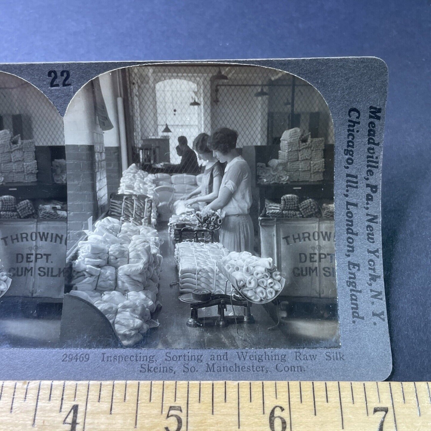 Antique 1910s Cum Silk Company Manchester CONN Stereoview Photo Card P3075