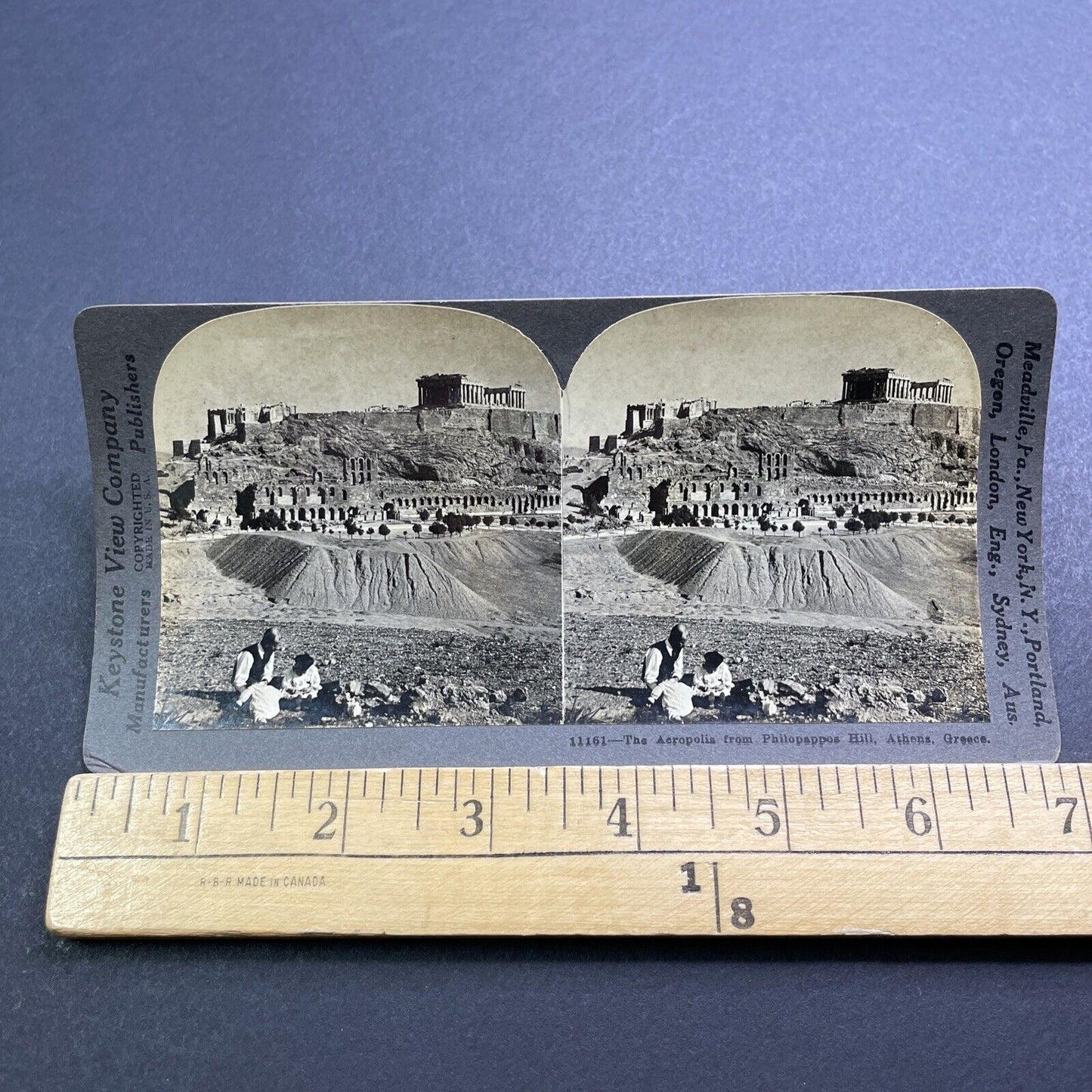 Antique 1909 The Acropolis And City Of Athens Greece Stereoview Photo Card V2876