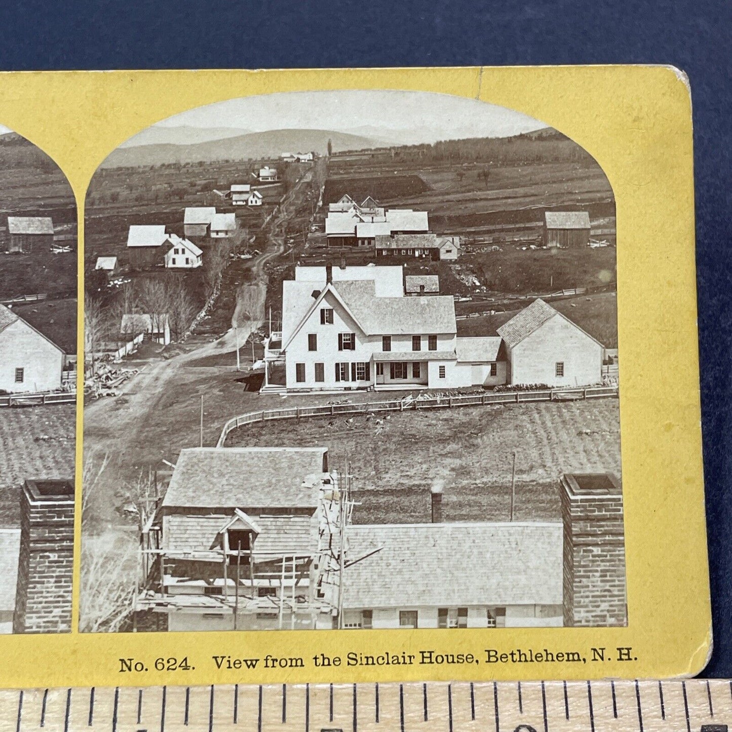 Antique 1870s Bethlehem New Hampshire Downtown Stereoview Photo Card V2061