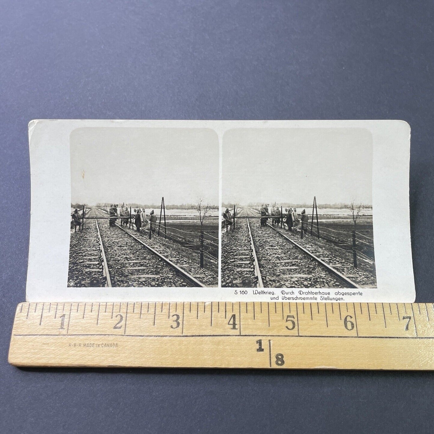 Antique 1916 German Defenses On The Railroad WW1 Stereoview Photo Card P3049