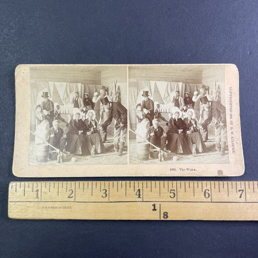 Men and Women Smoking Pipes and Drinking Wine Stereoview Antique c1886 X4103