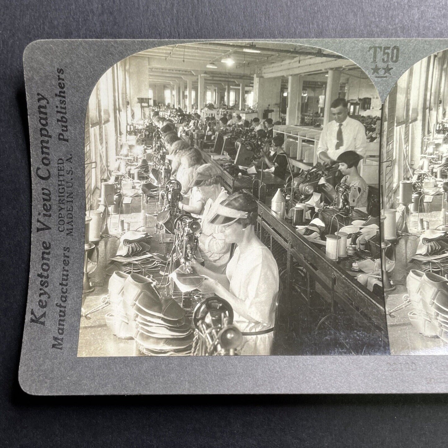 Antique 1920 Nettleton Shoe Factory Syracuse NY Stereoview Photo Card P1674