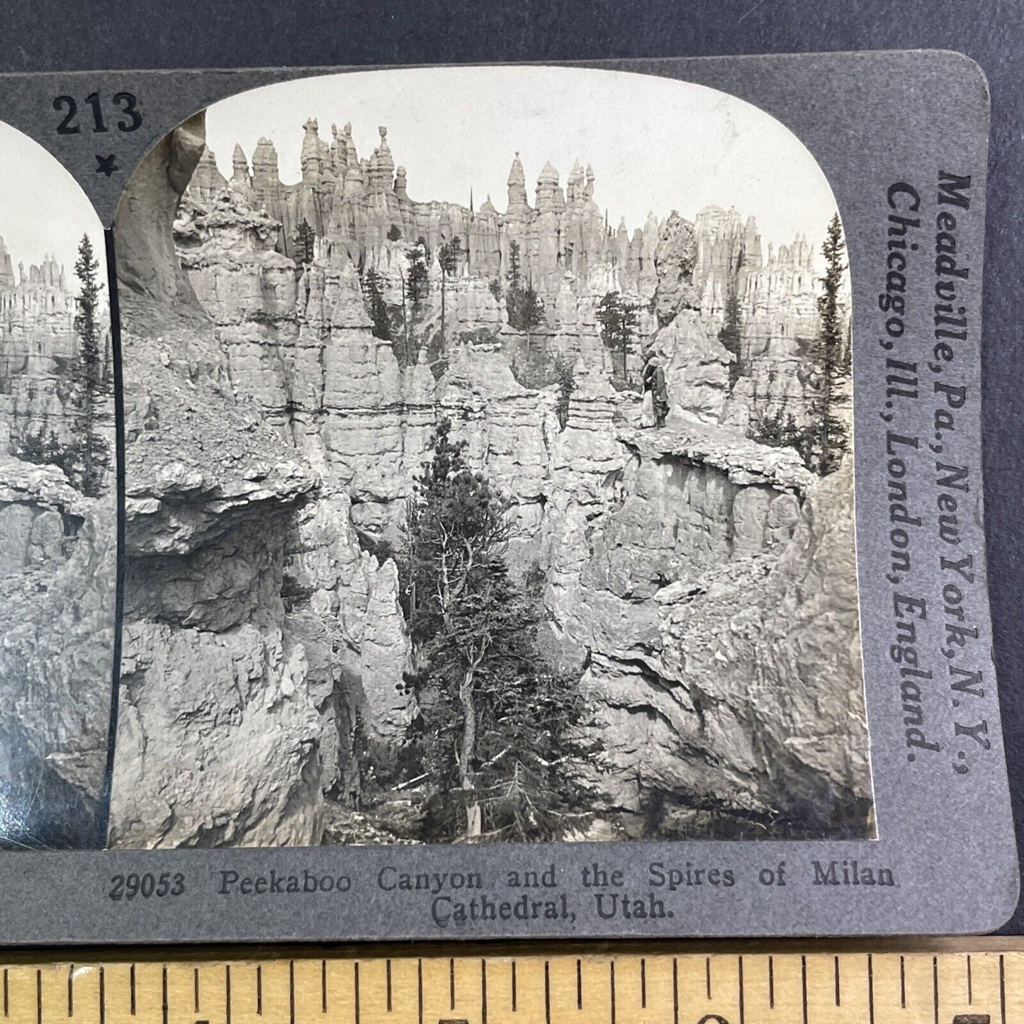 Peekaboo Canyon Spires of Milan Cathedral Utah Stereoview Antique c1910s Y1186