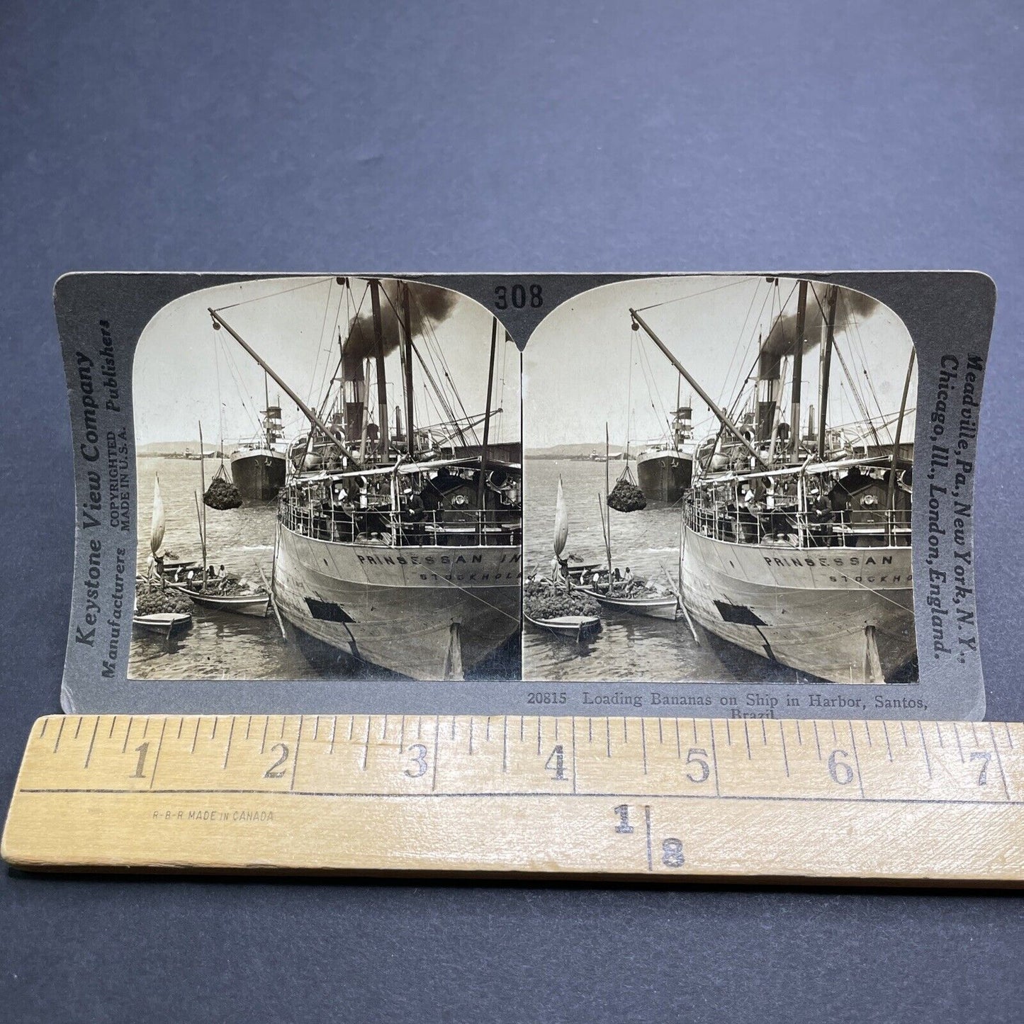 Antique 1909 Prinsessan Ingeborg Sweden Steamer Ship Stereoview Photo Card P2068