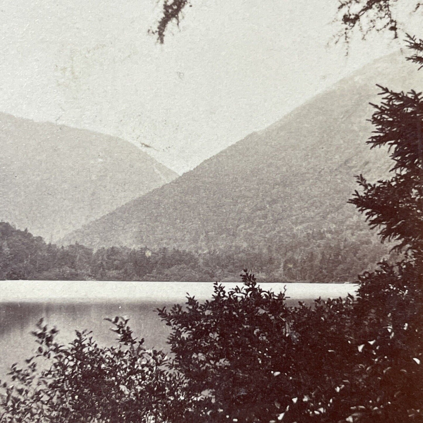 Antique 1870s Echo Lake Franconia Notch NH Stereoview Photo Card V1894