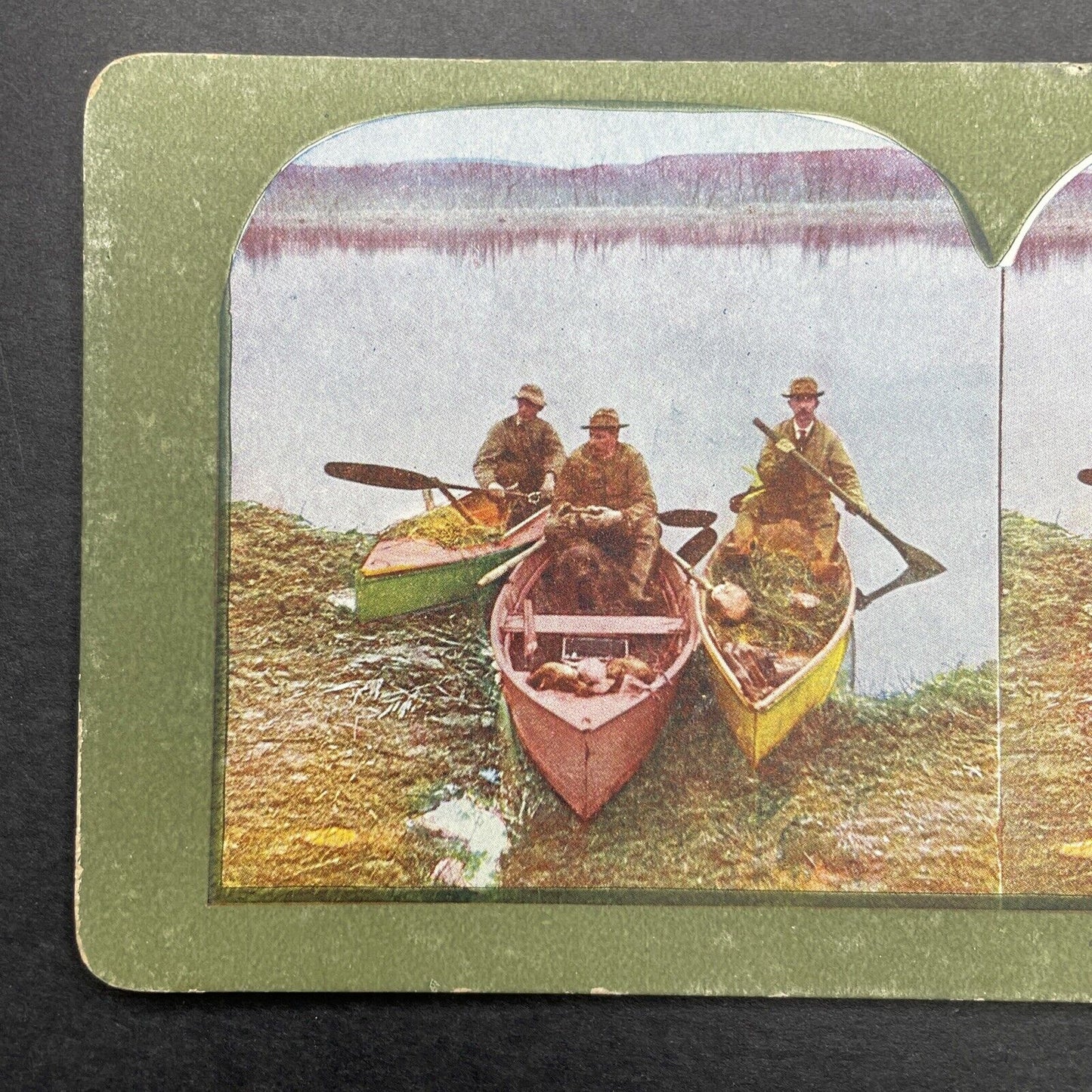 Antique 1899 Hunters Return With Wild Game Stereoview Photo Card P580-067