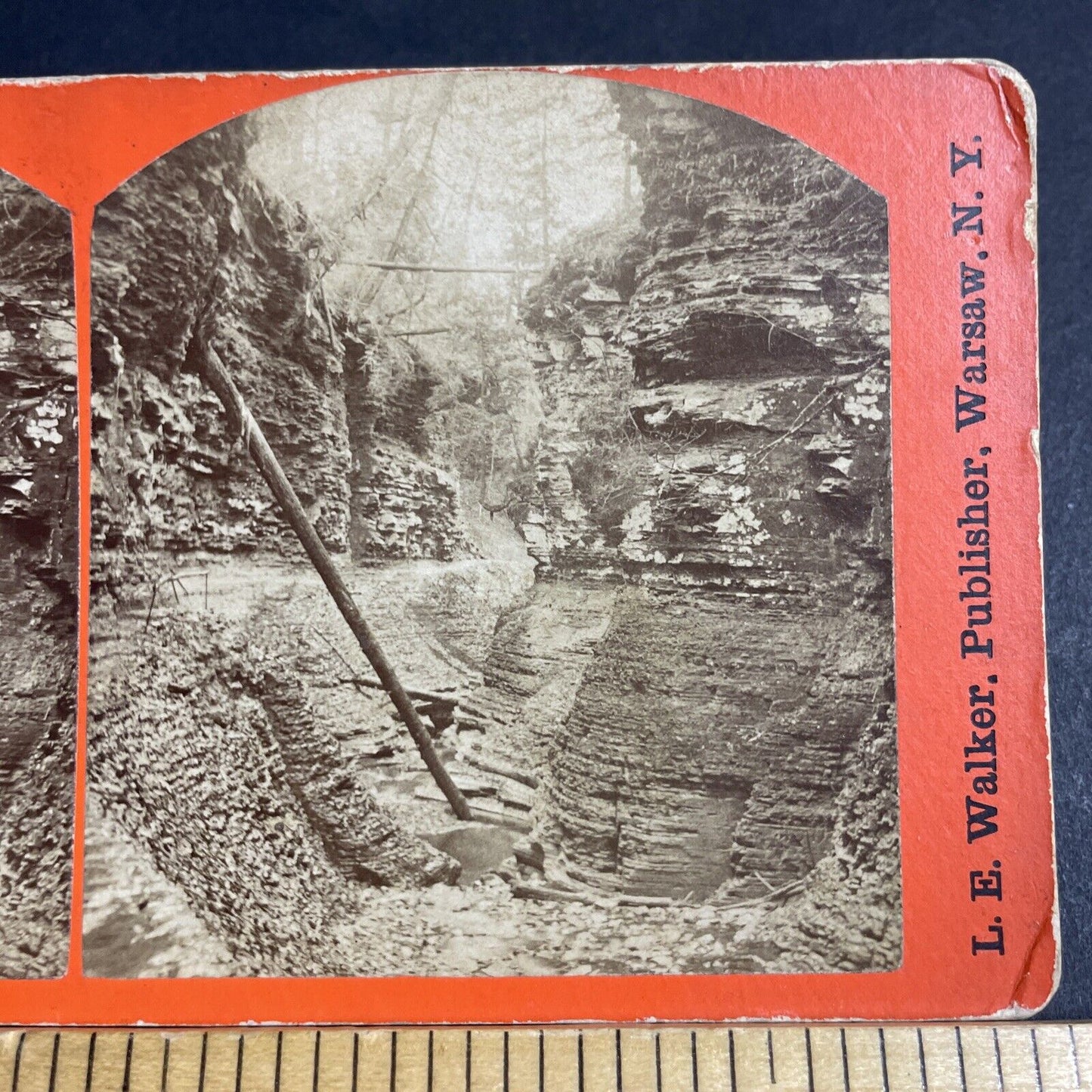 Antique 1870s Spiral Gorge Watkins Glen New York Stereoview Photo Card P4797