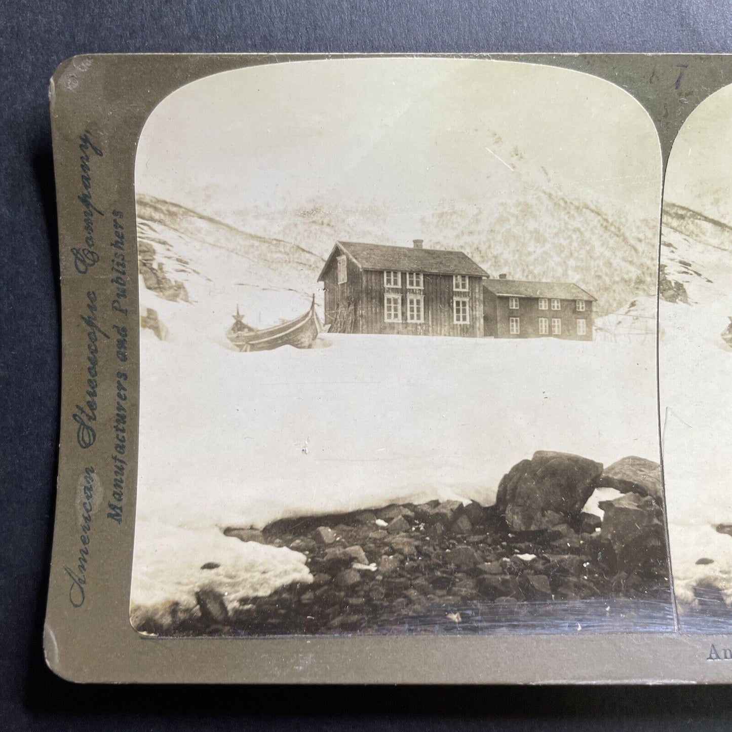 Antique 1900 A House In Honningsvag Norway Stereoview Photo Card P1715