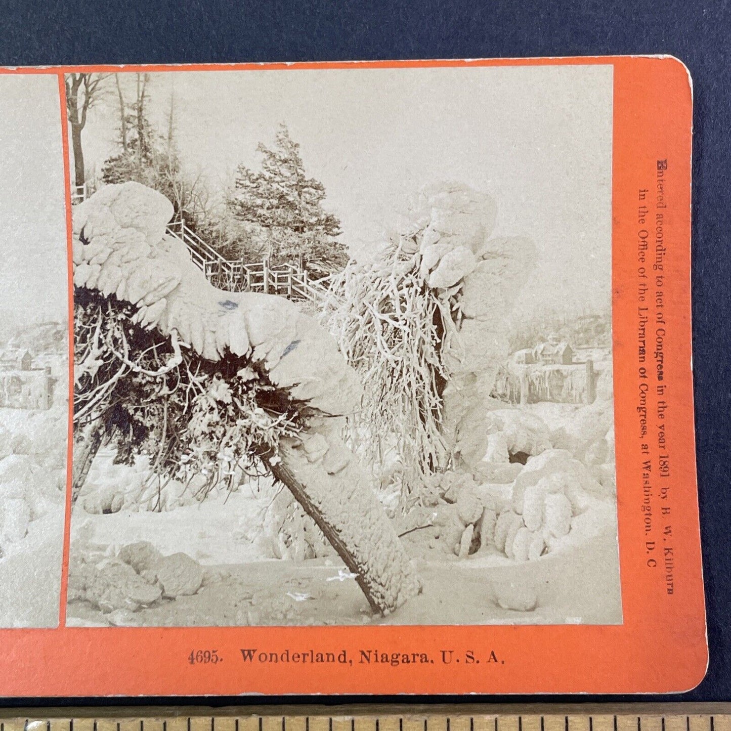 Prospect Park Niagara Falls Frozen Stairway Stereoview Antique c1891 Y1870