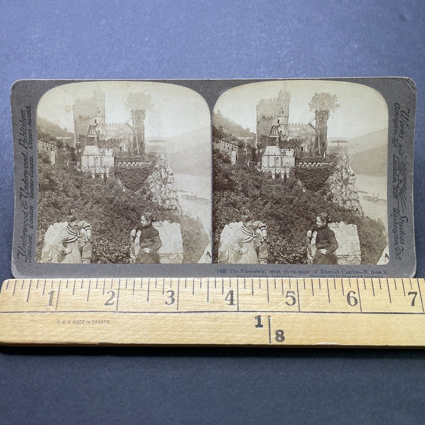 Antique 1902 German Women At Castle Rheinstein Stereoview Photo Card P2513