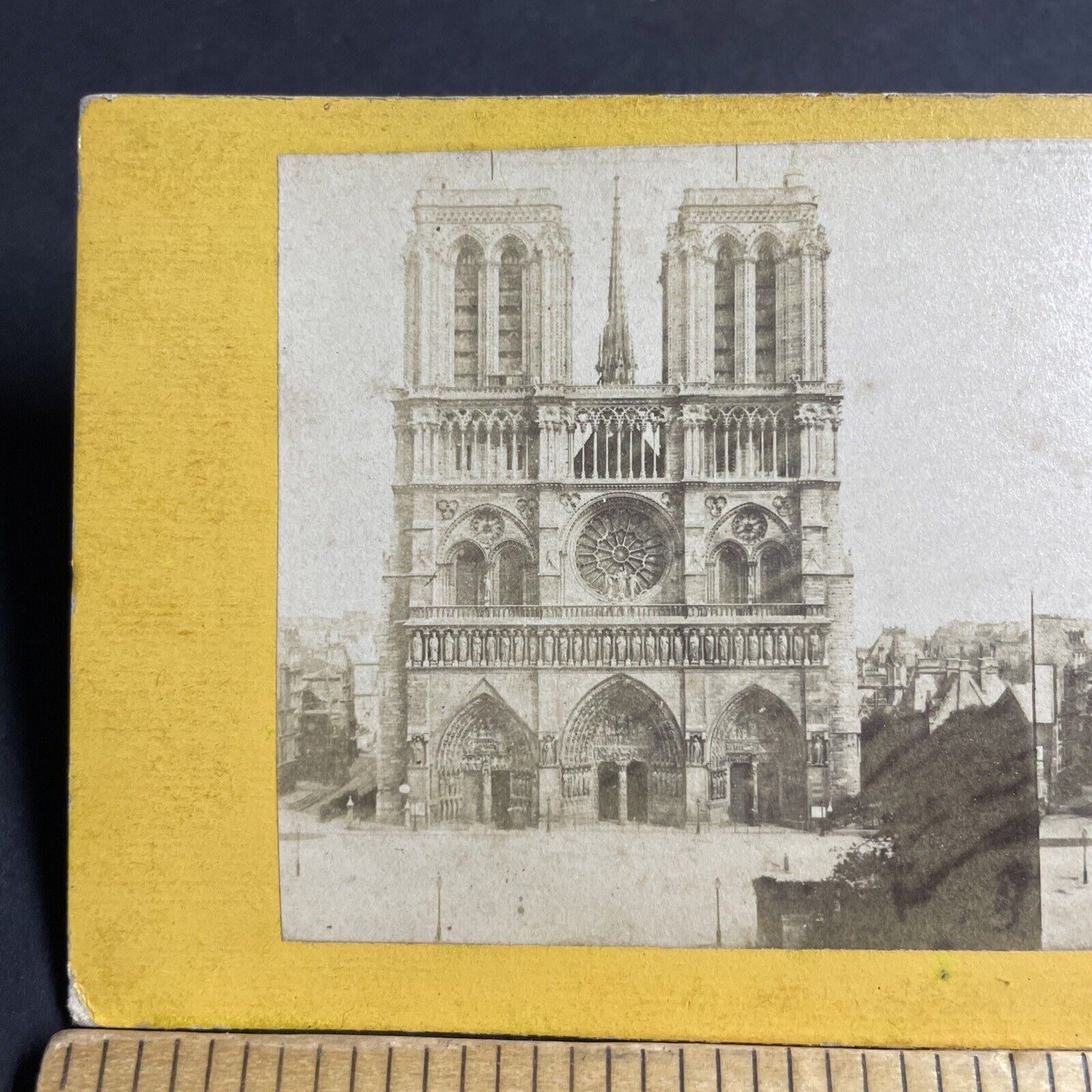 Antique 1870s Notre Dame Cathedral Paris France Stereoview Photo Card P4221