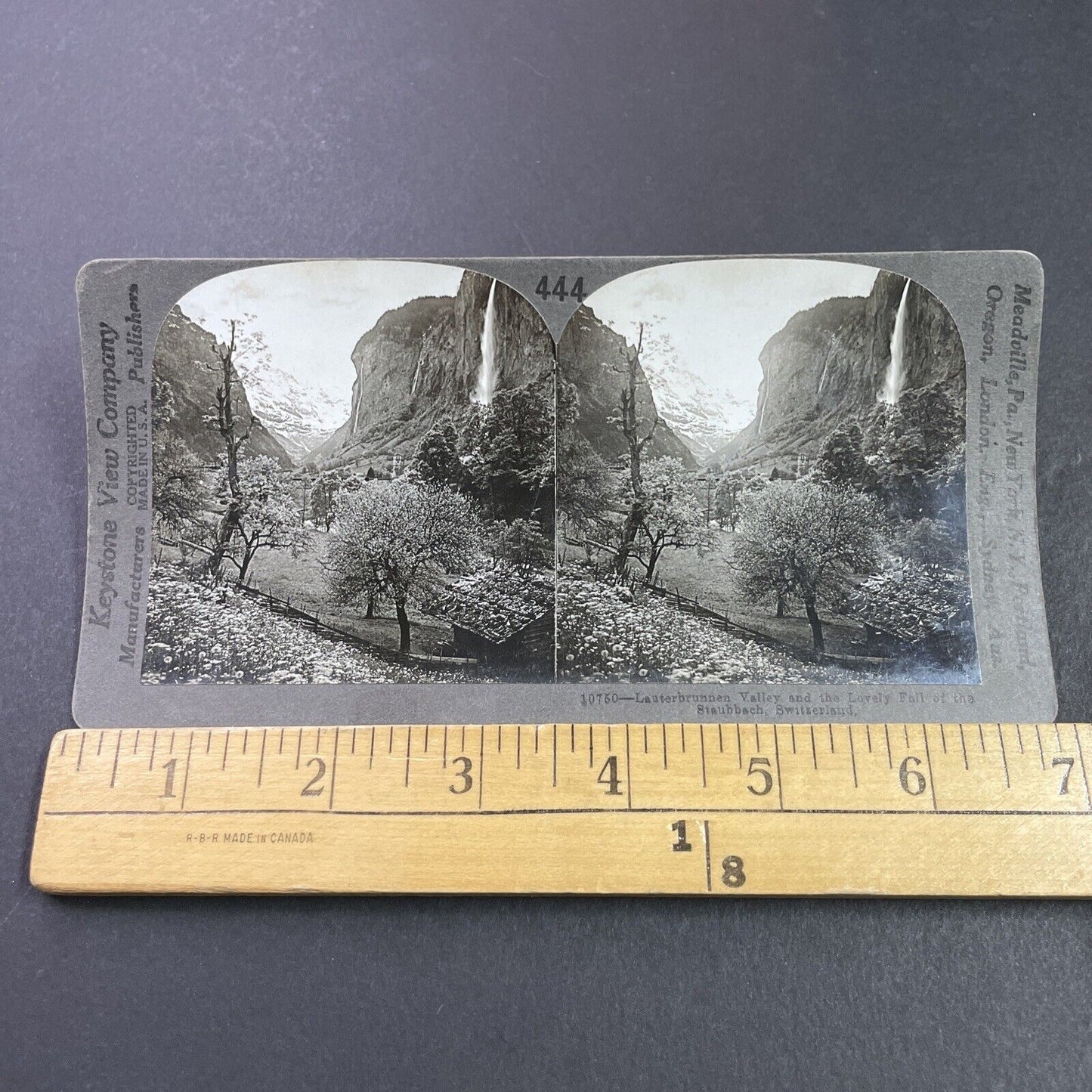 Antique 1910s Waterfall In Lauterbrunnen Switzerland Stereoview Photo Card P3668