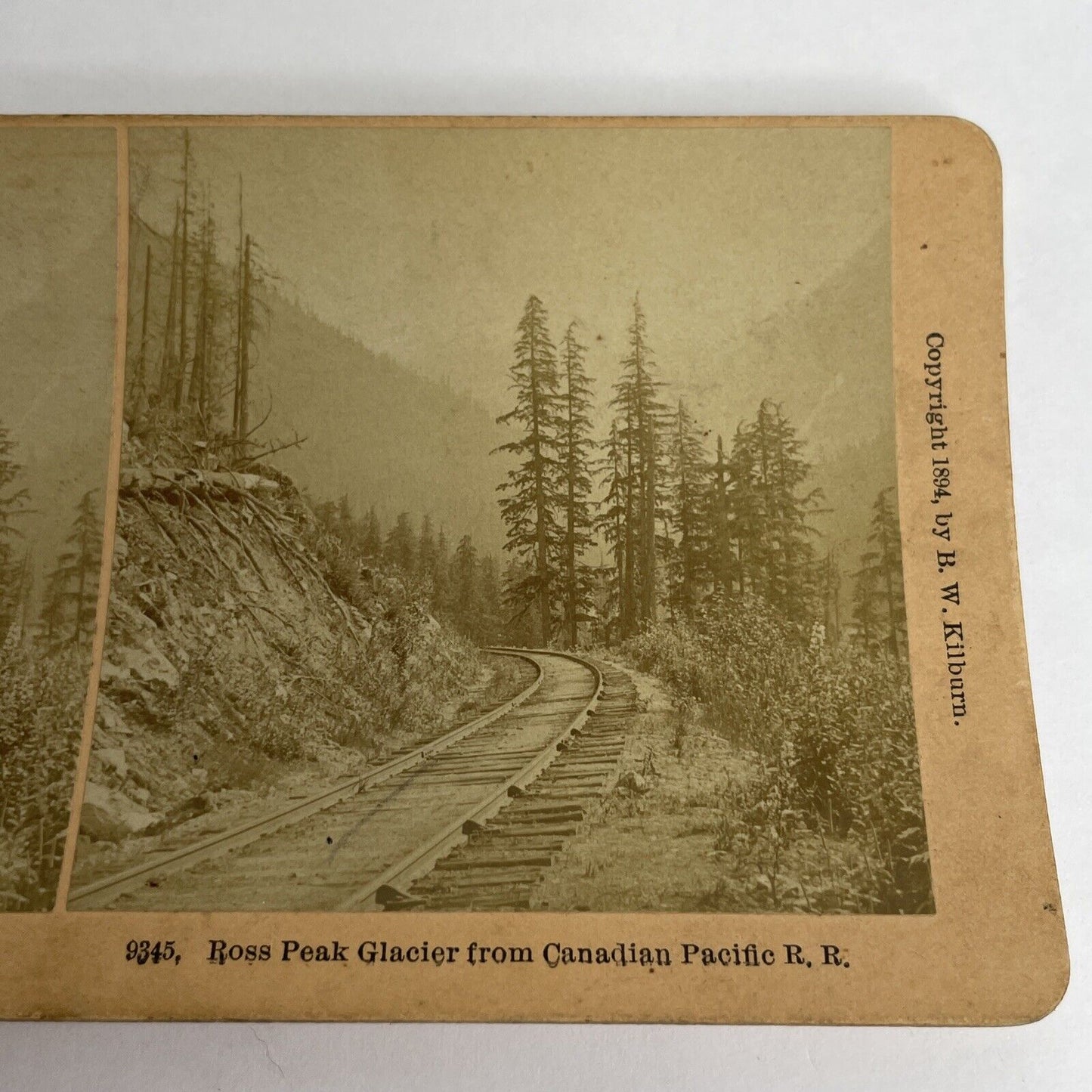 Antique 1894 CP Railroad Tracks Ross Peak BC Canada Stereoview Photo PC624