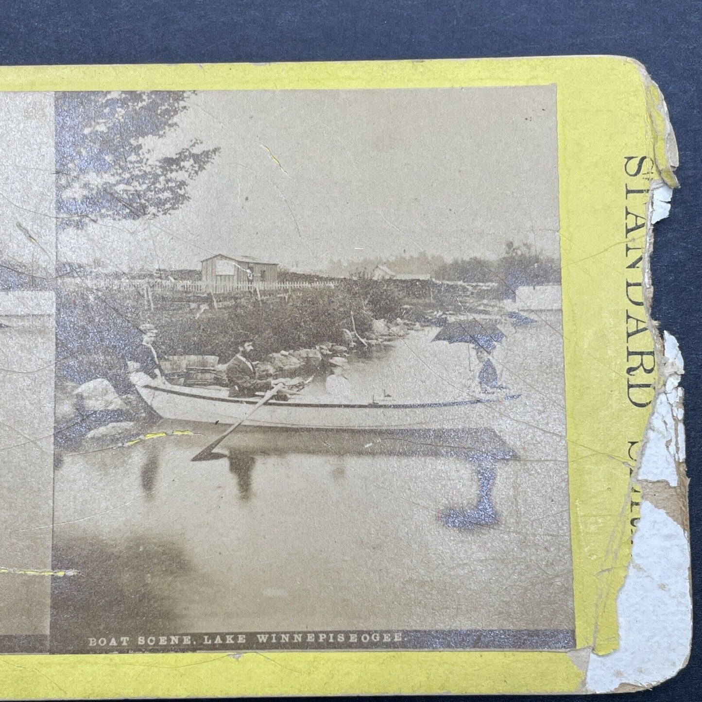 Antique 1860s Lake Winnipesaukee Boating In NH Stereoview Photo Card P1118