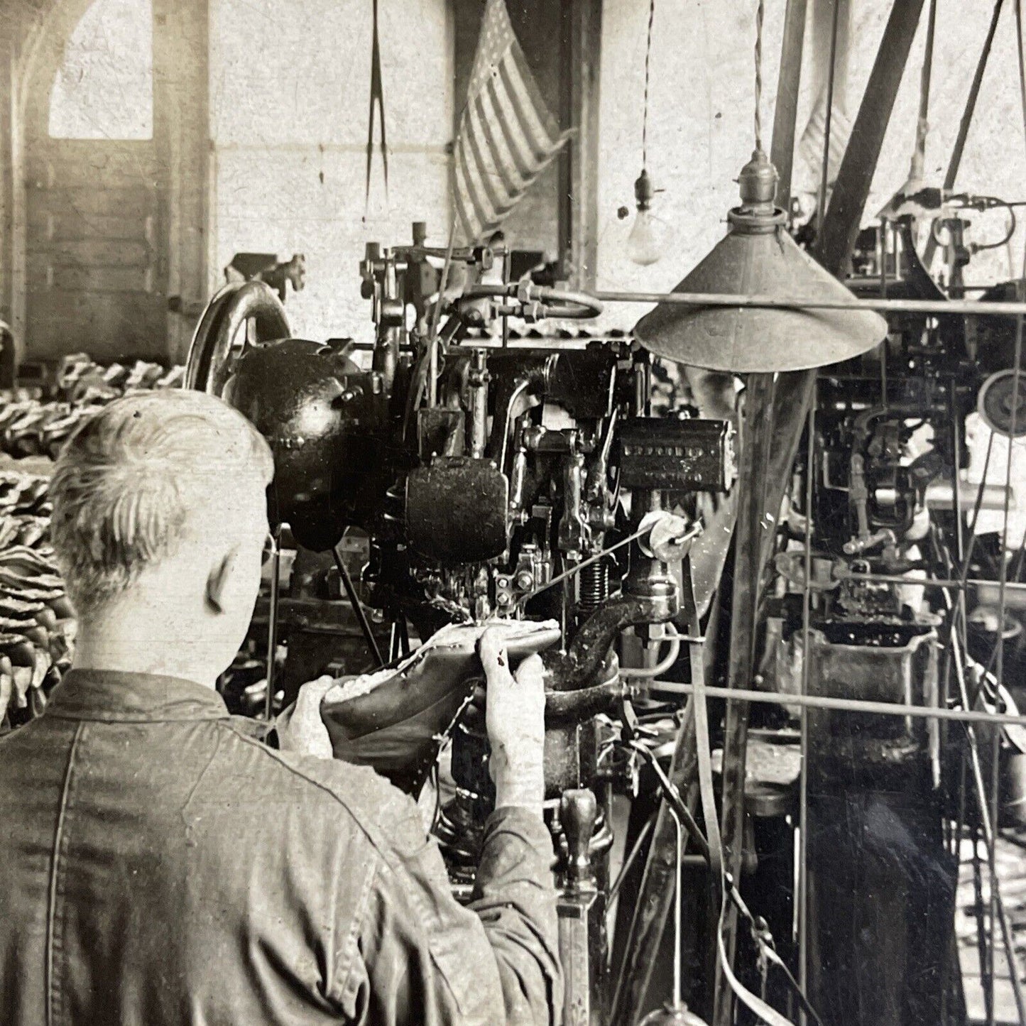 Antique 1920s Handmade Shoe Factory Rochester NY Stereoview Photo Card P4270