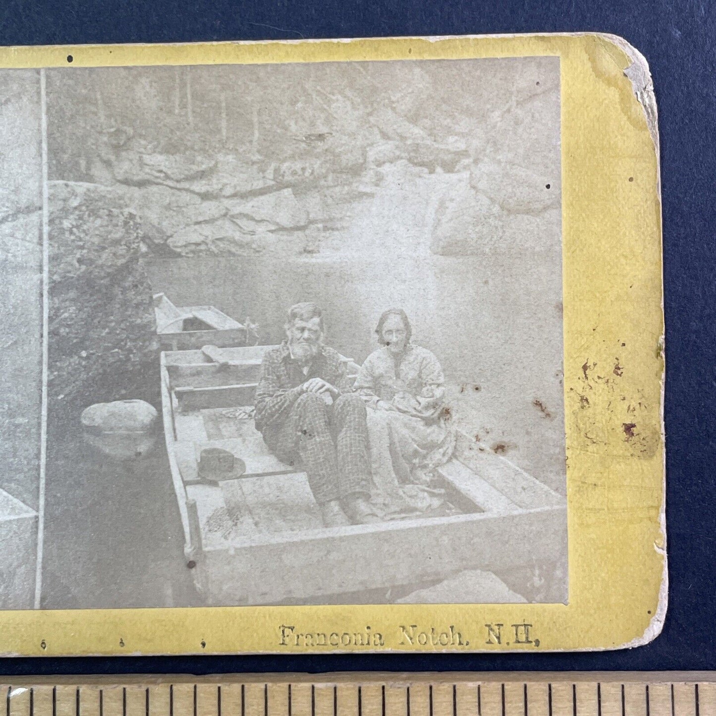 Professor John Merrill and Wife Franconia New Hampshire Stereoview c1870s Y905