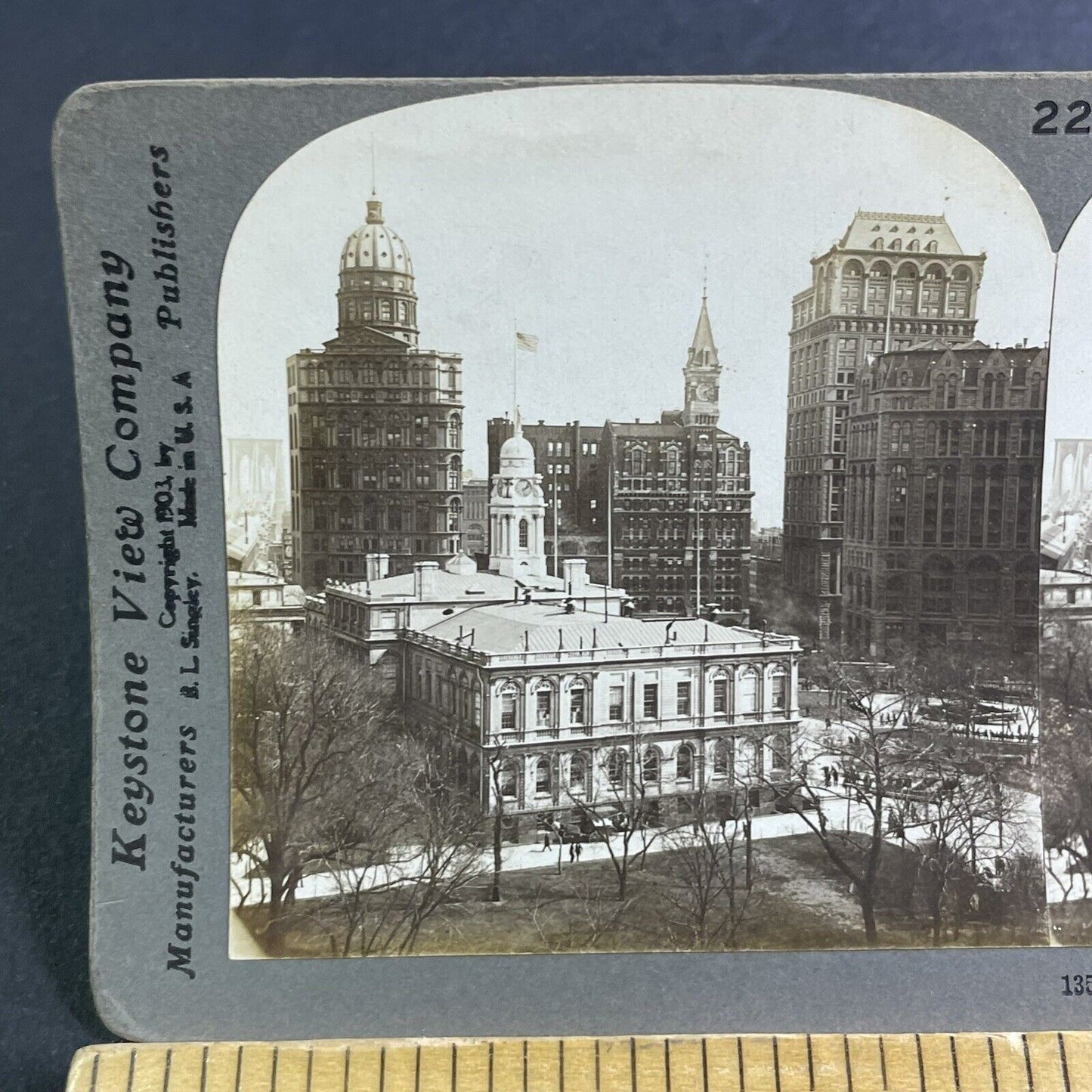 Antique 1903 Manhattan City Hall New York Stereoview Photo Card P2239