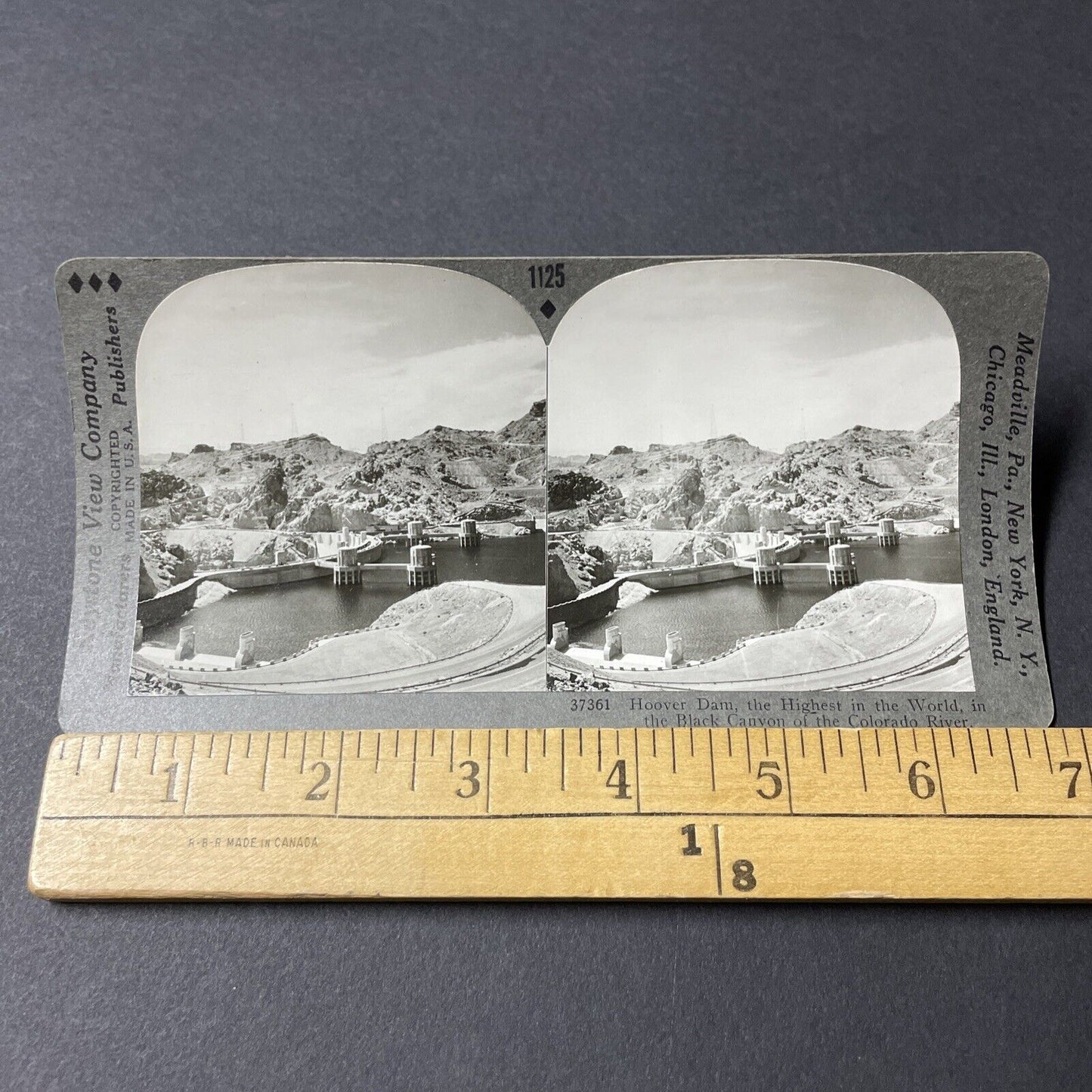 Antique 1930s Hoover Dam Construction Complete Stereoview Photo Card V2810