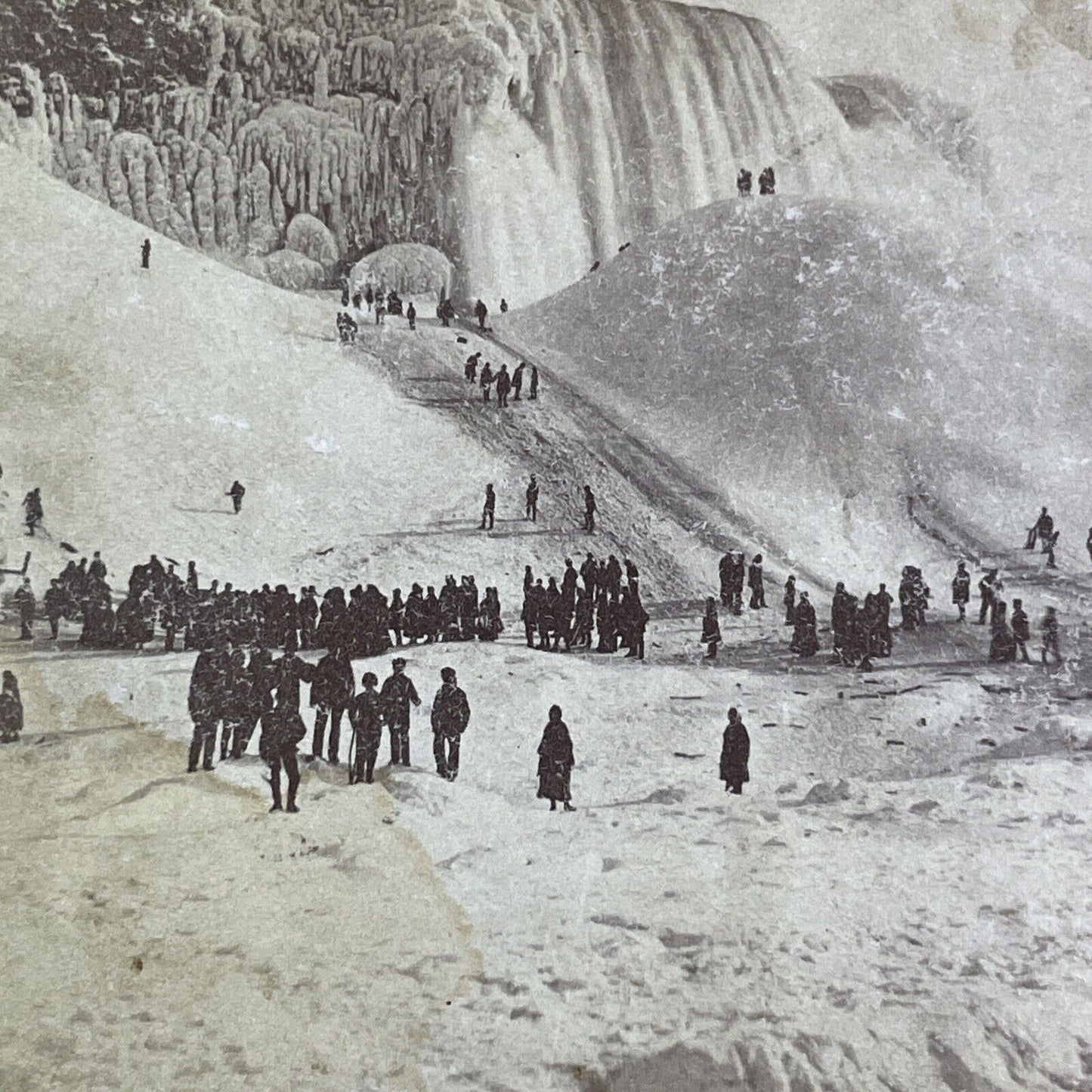 Niagara Falls Skiing and Sledding Stereoview George Curtis Antique c1870 Y2706