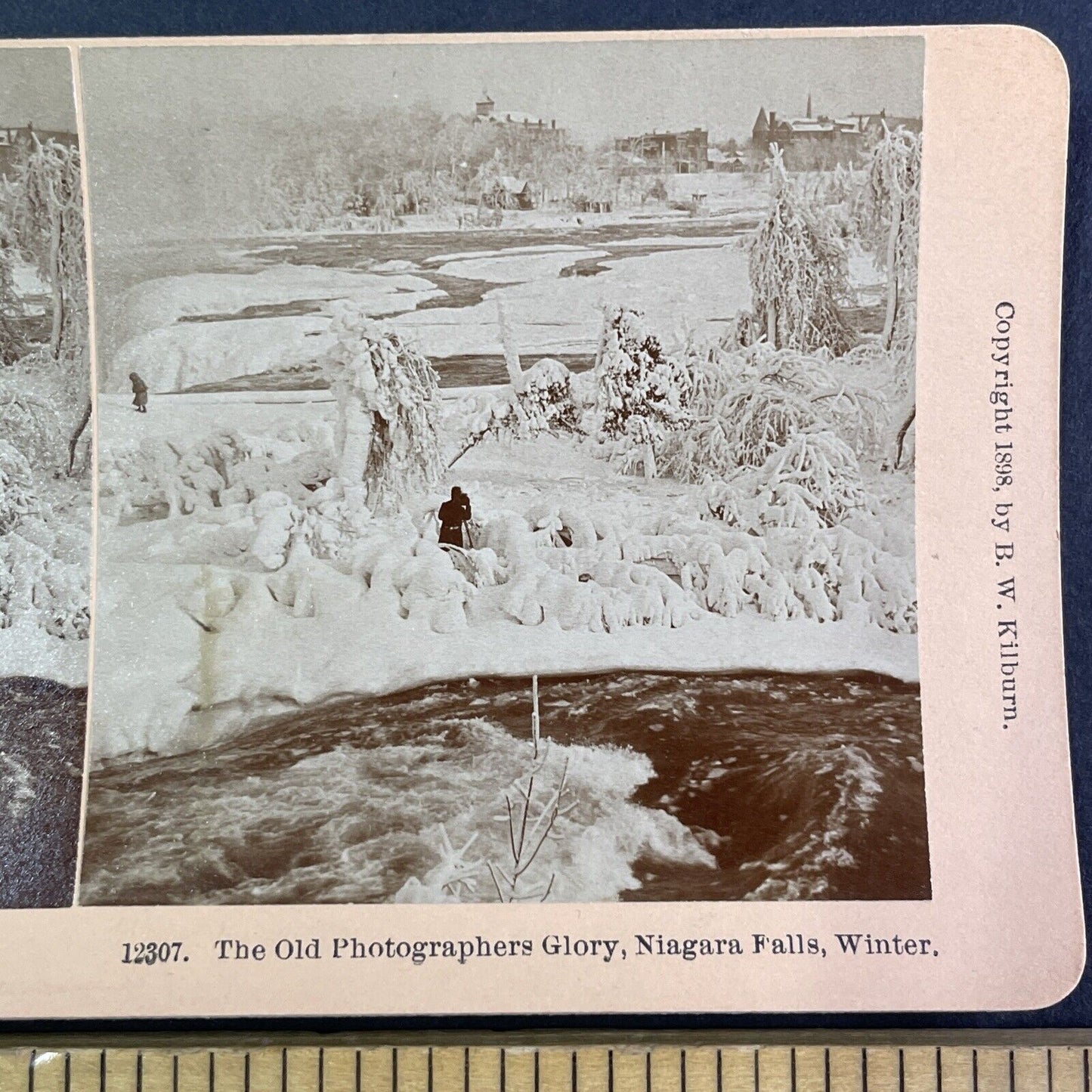 Photographer Taking Photographs Stereoview Niagara Falls Antique c1898 Y2144