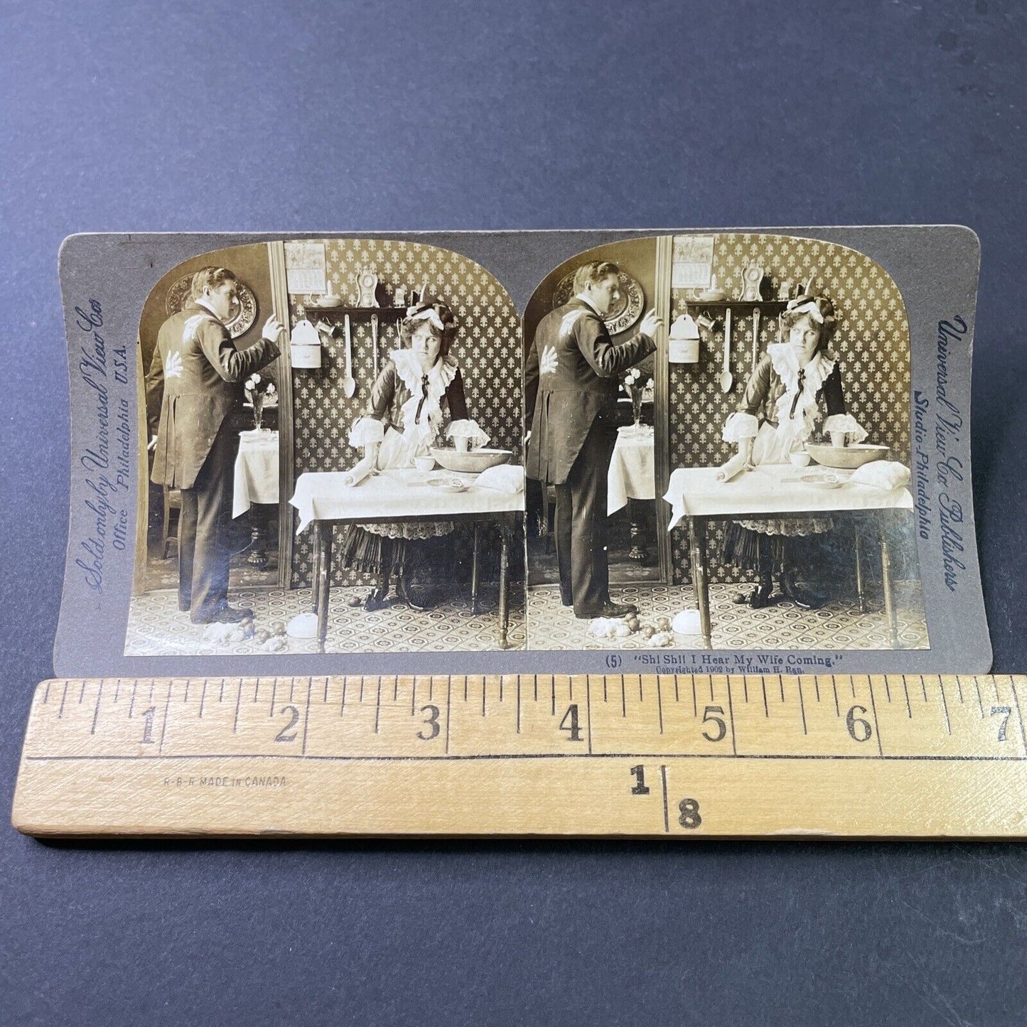 Antique 1902 Husband Caught With Maid Mistress Stereoview Photo Card P3018