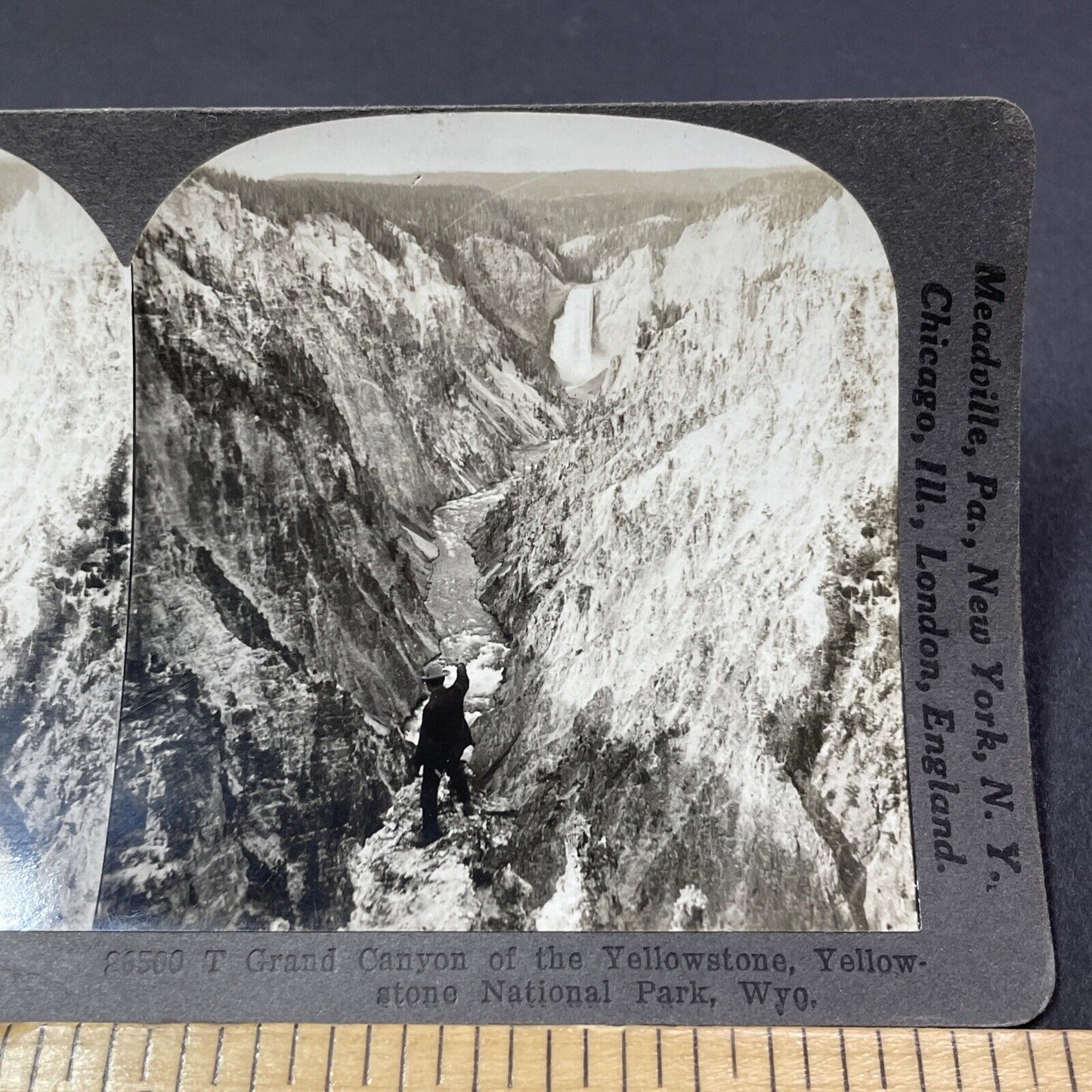 Antique 1910s Grand Canyon Of The Yellowstone WY Stereoview Photo Card V1863