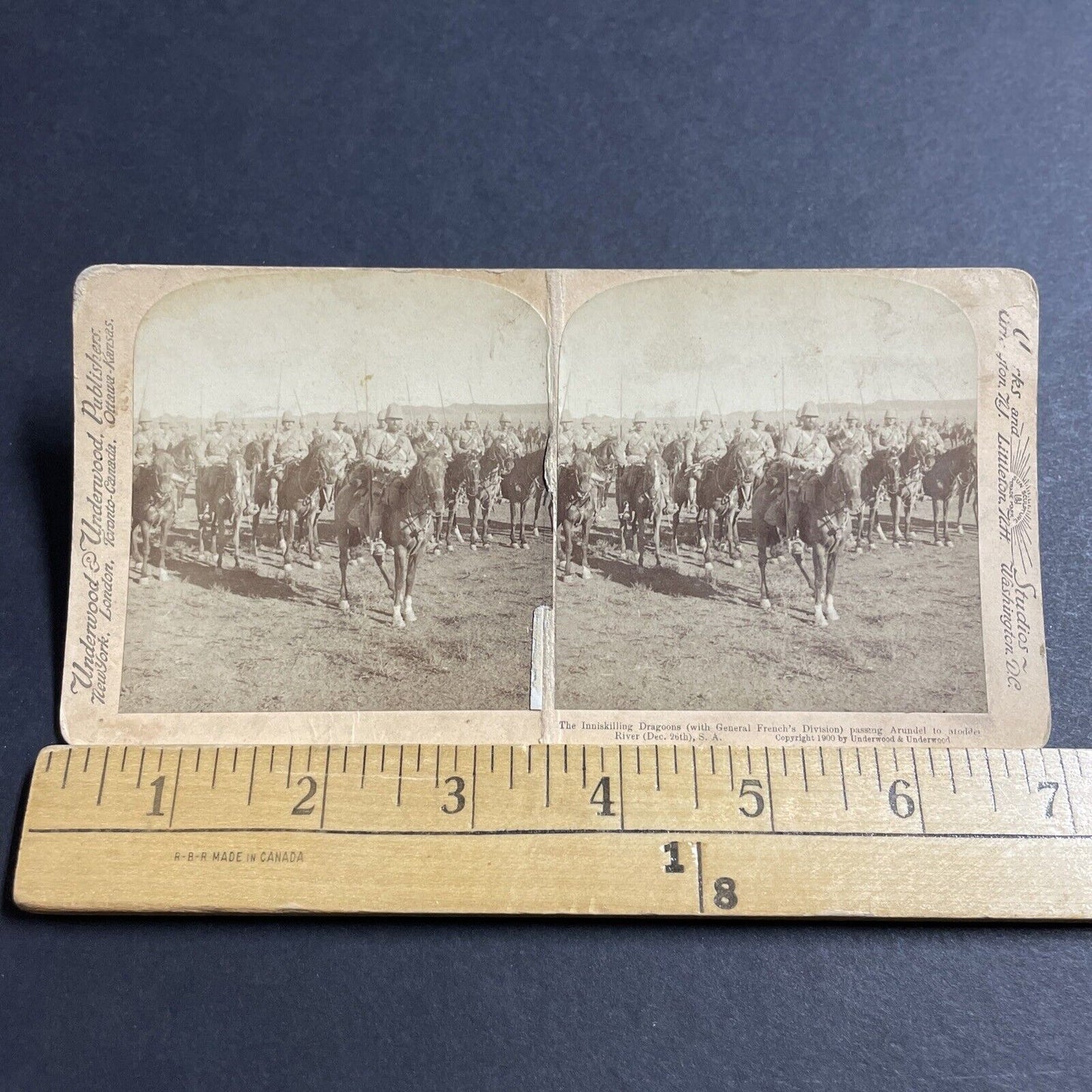 Antique 1900 Boer War Dragoons Cavalry South Africa Stereoview Photo Card P5542