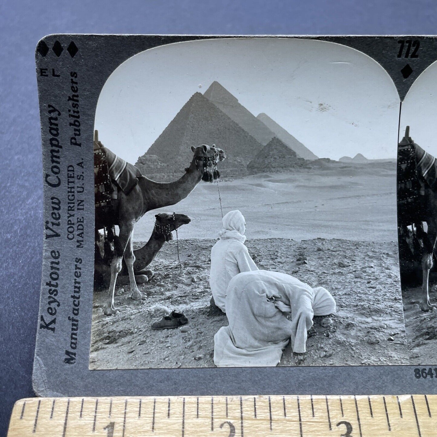 Antique 1920s Egyptians Praying To Allah Cairo Stereoview Photo Card P2462