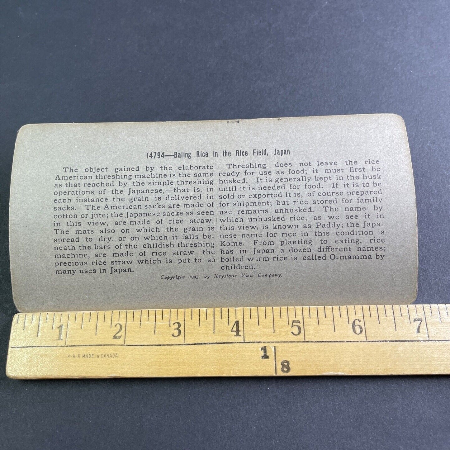 Antique 1905 Husband And Wife Bailing Rice Japan Stereoview Photo Card P2177