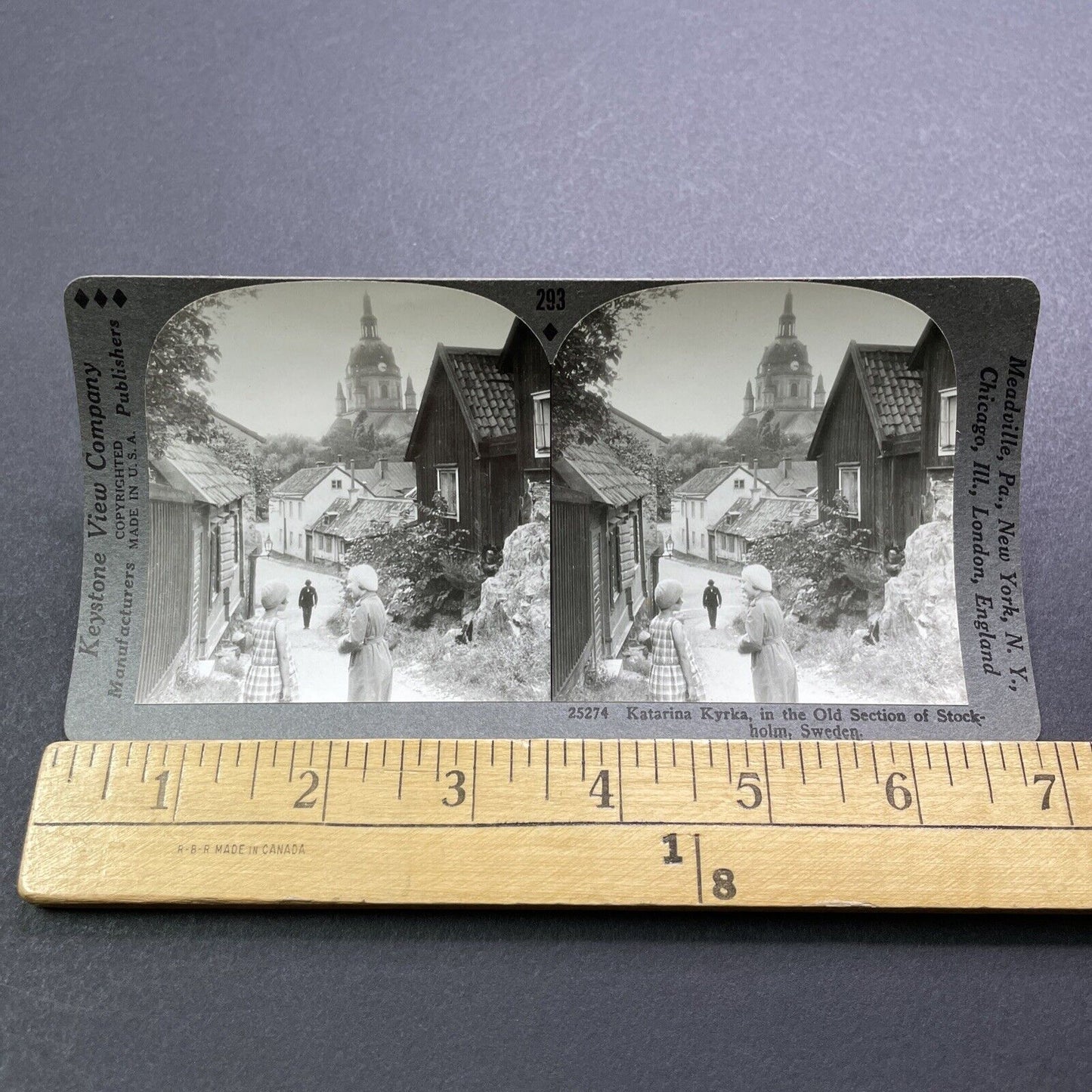 Antique 1920s Katarina Church Stockholm Sweden Stereoview Photo Card V3008