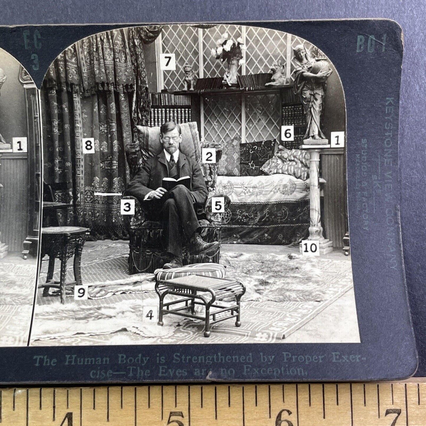 Optometrist Medical Eye Strength Training Stereoview Antique c1920s X1645