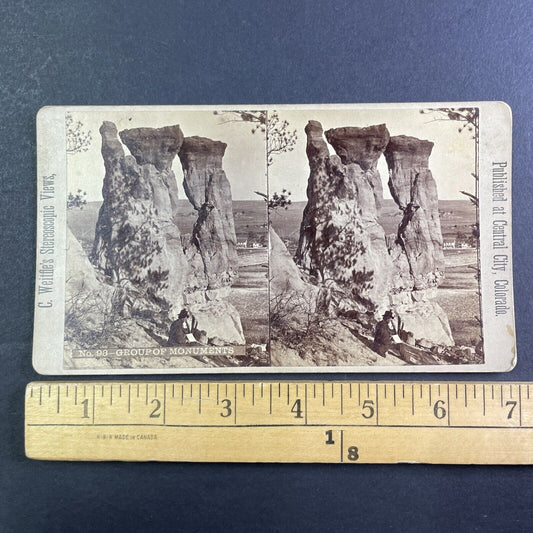 Charles Weitfle Self-Portrait Stereoview Monument Park CO Antique c1878 X3647