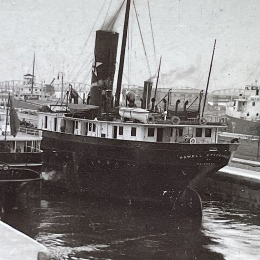 Antique 1916 Powell Stackhouse Freighter Ship Panama Stereoview Photo Card P2449