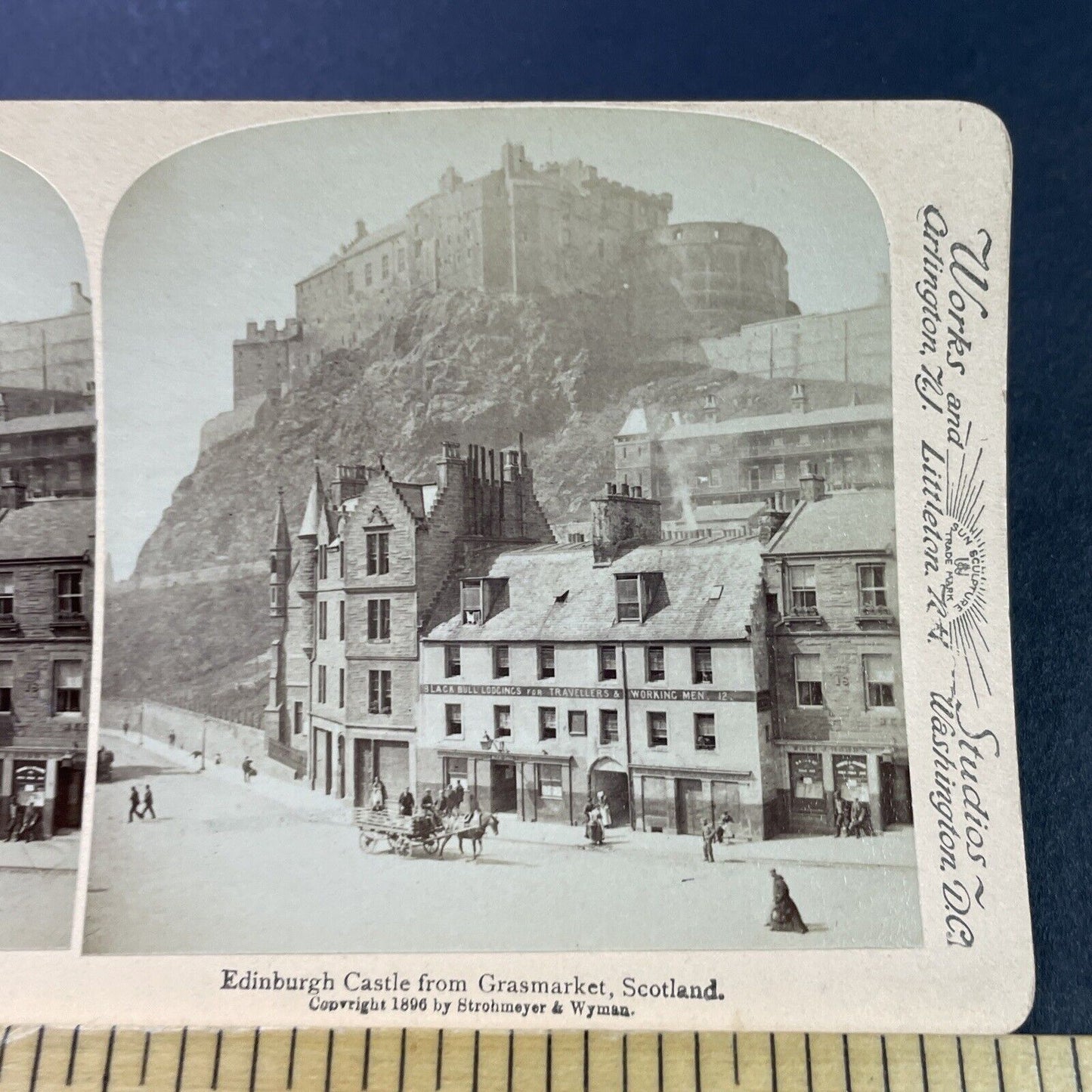 Antique 1896 Edinburgh Castle Grasmarket Scotland Stereoview Photo Card P3778