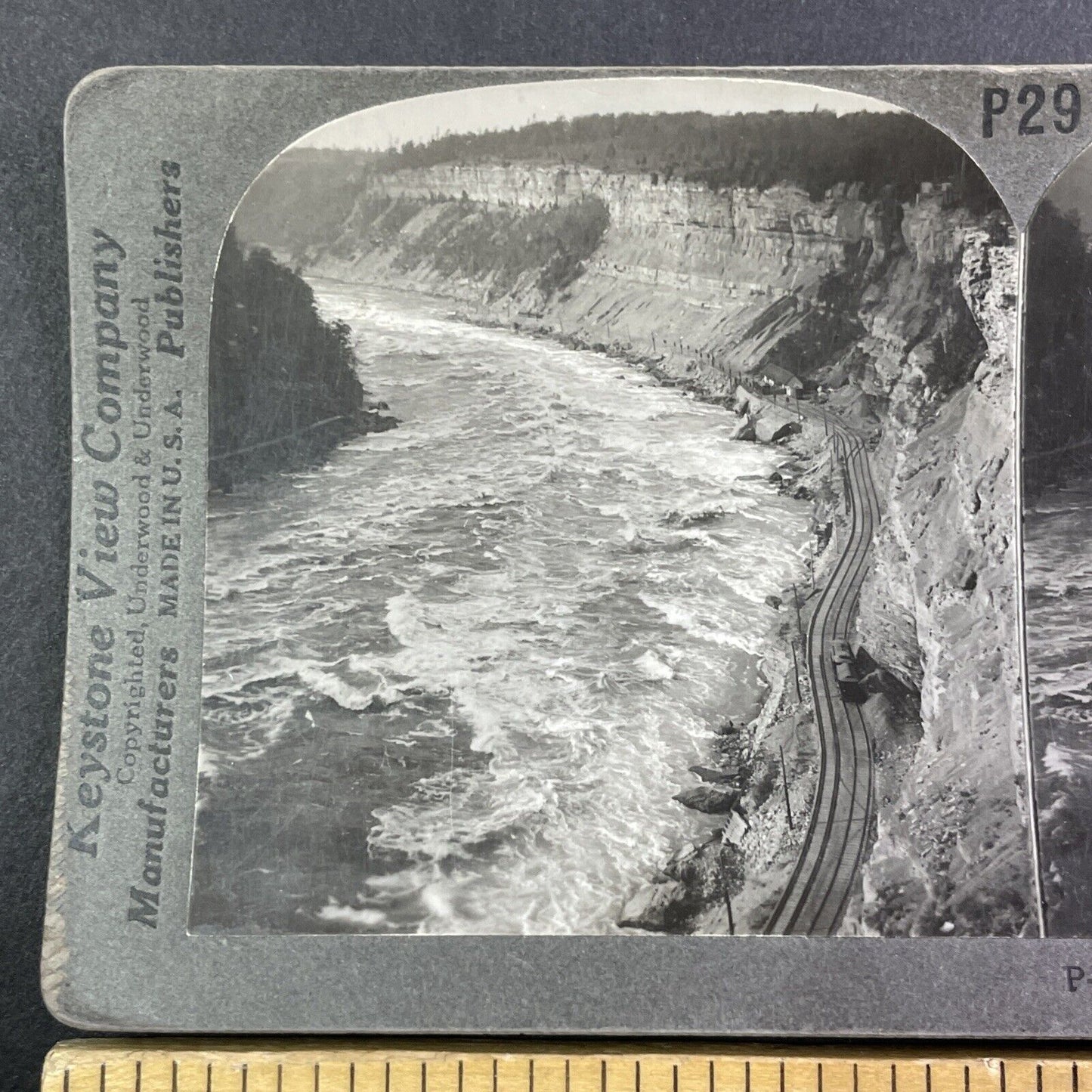 Niagara Gorge Railroad New York Stereoview Antique c1899 Y1452