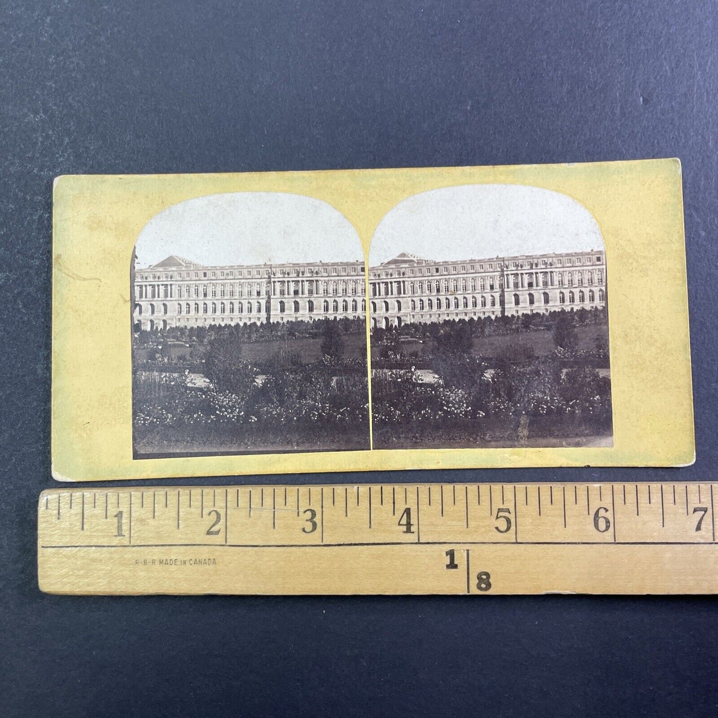 Versailles Palace Paris France Stereoview Yellow Card Antique c1870 X3557